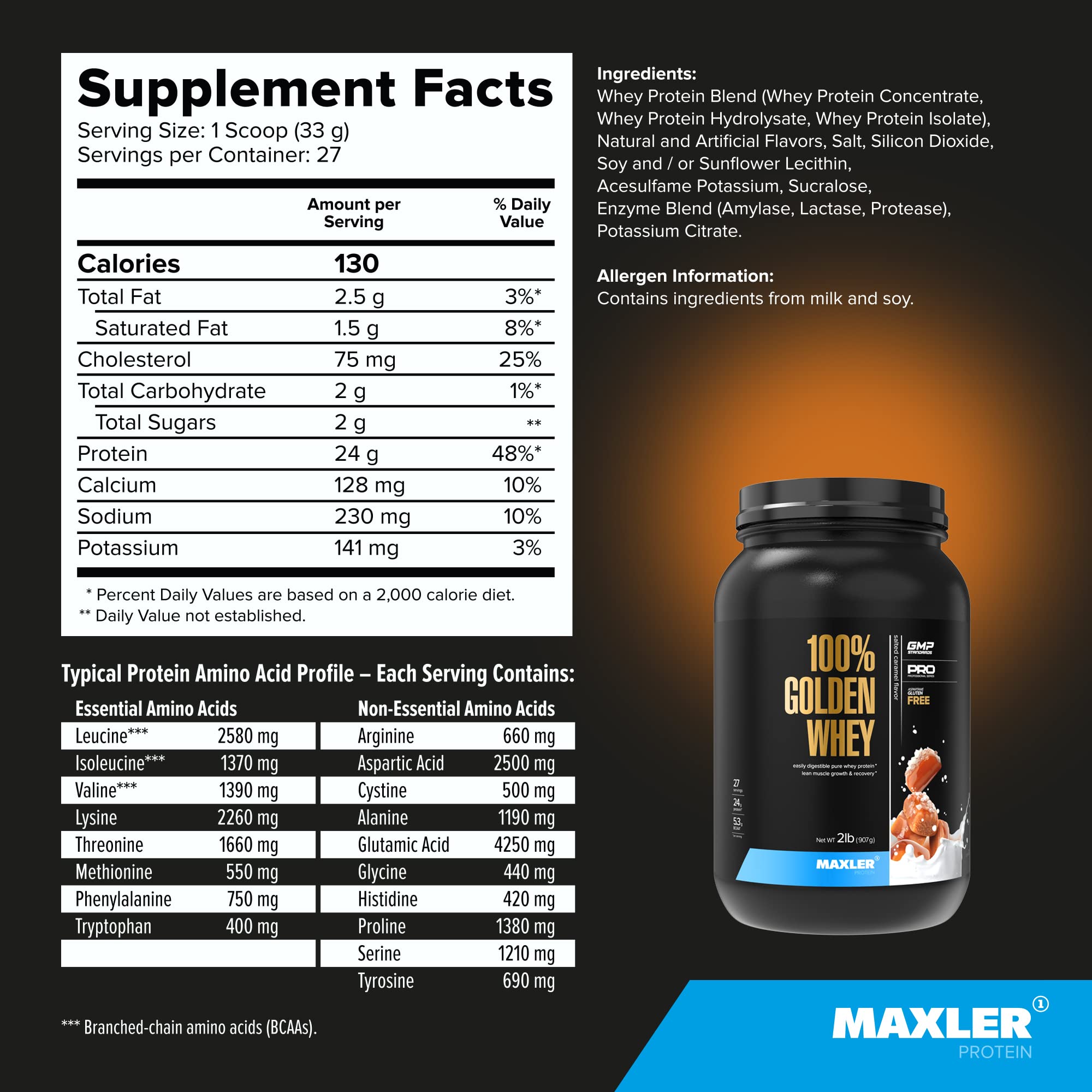 Maxler 100% Golden Whey – enzymes digestives améliorant l’assimilation.