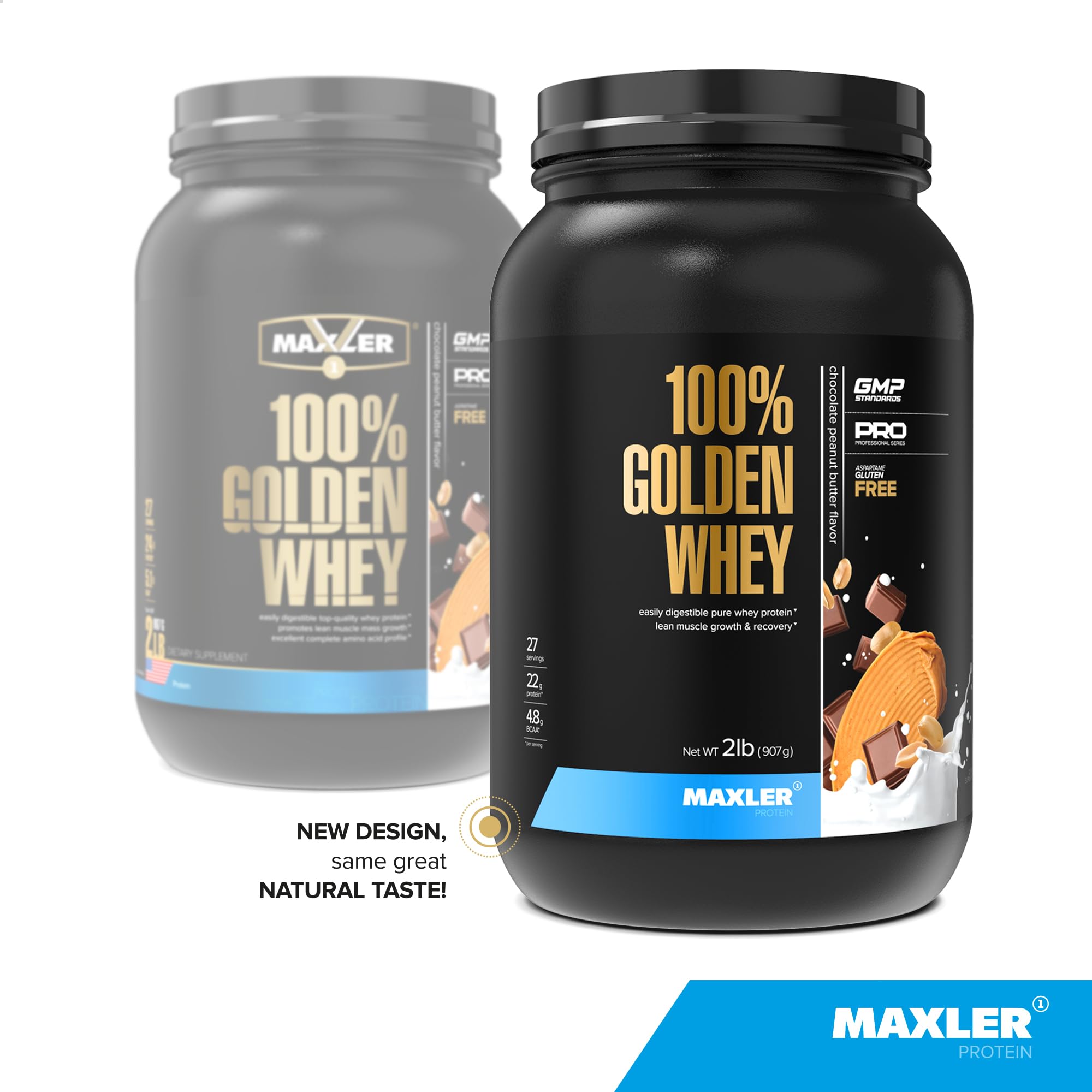 Dosette Maxler 100% Golden Whey, dosage précis pour chaque portion protéinée.