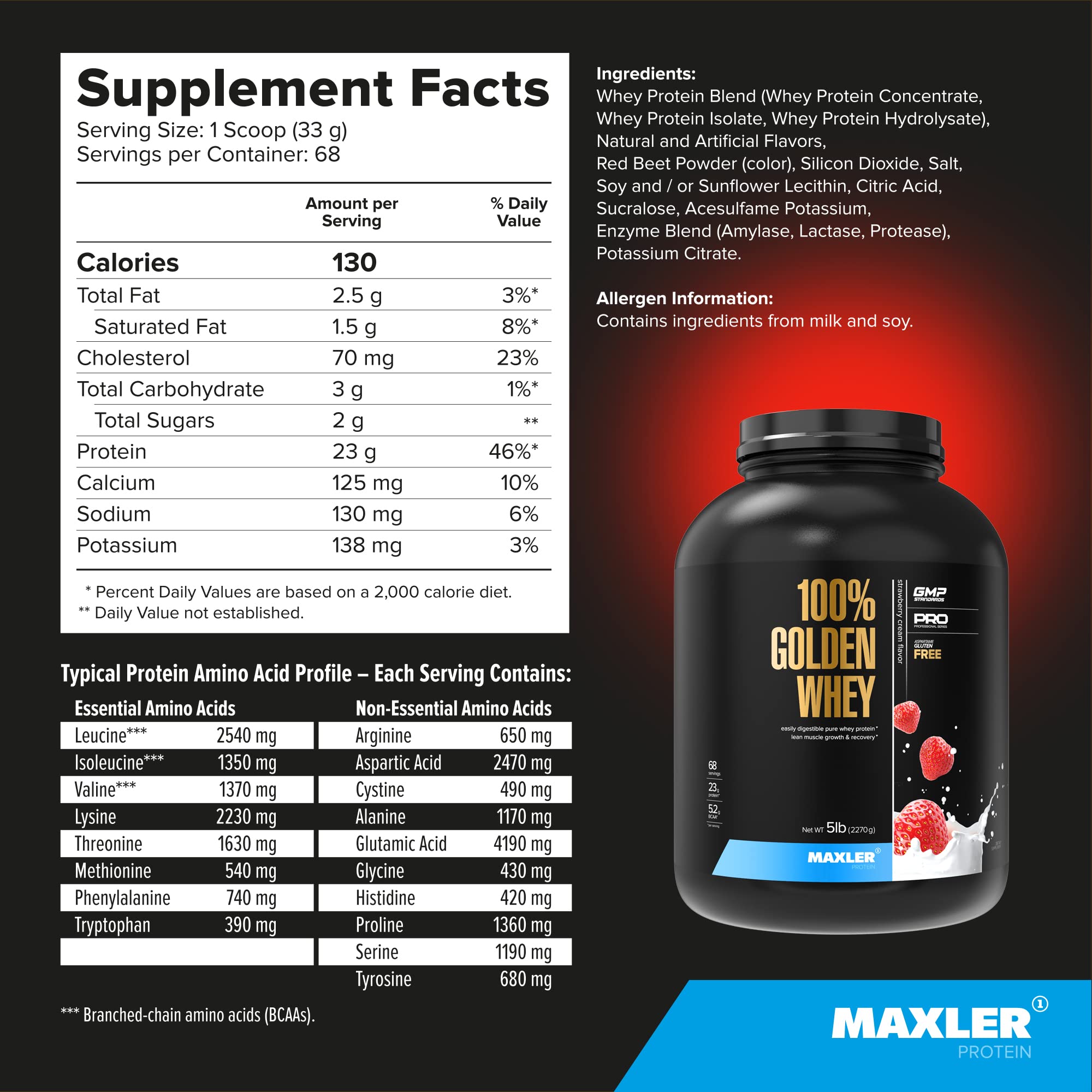 Etiquettes-ingredients Maxler: ingrédients clairs et simples pour la protéine.