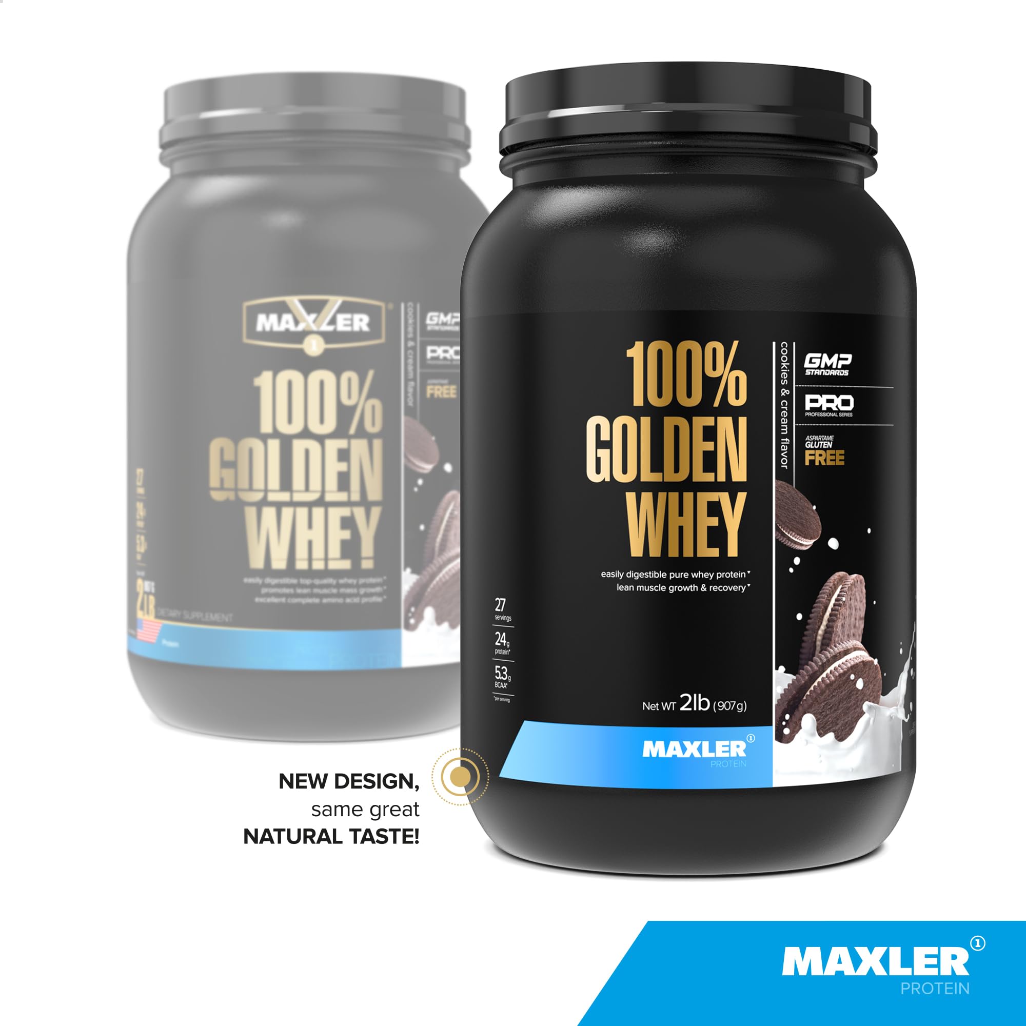 Poudre protéinée Maxler 100% Golden Whey easy à mélanger.