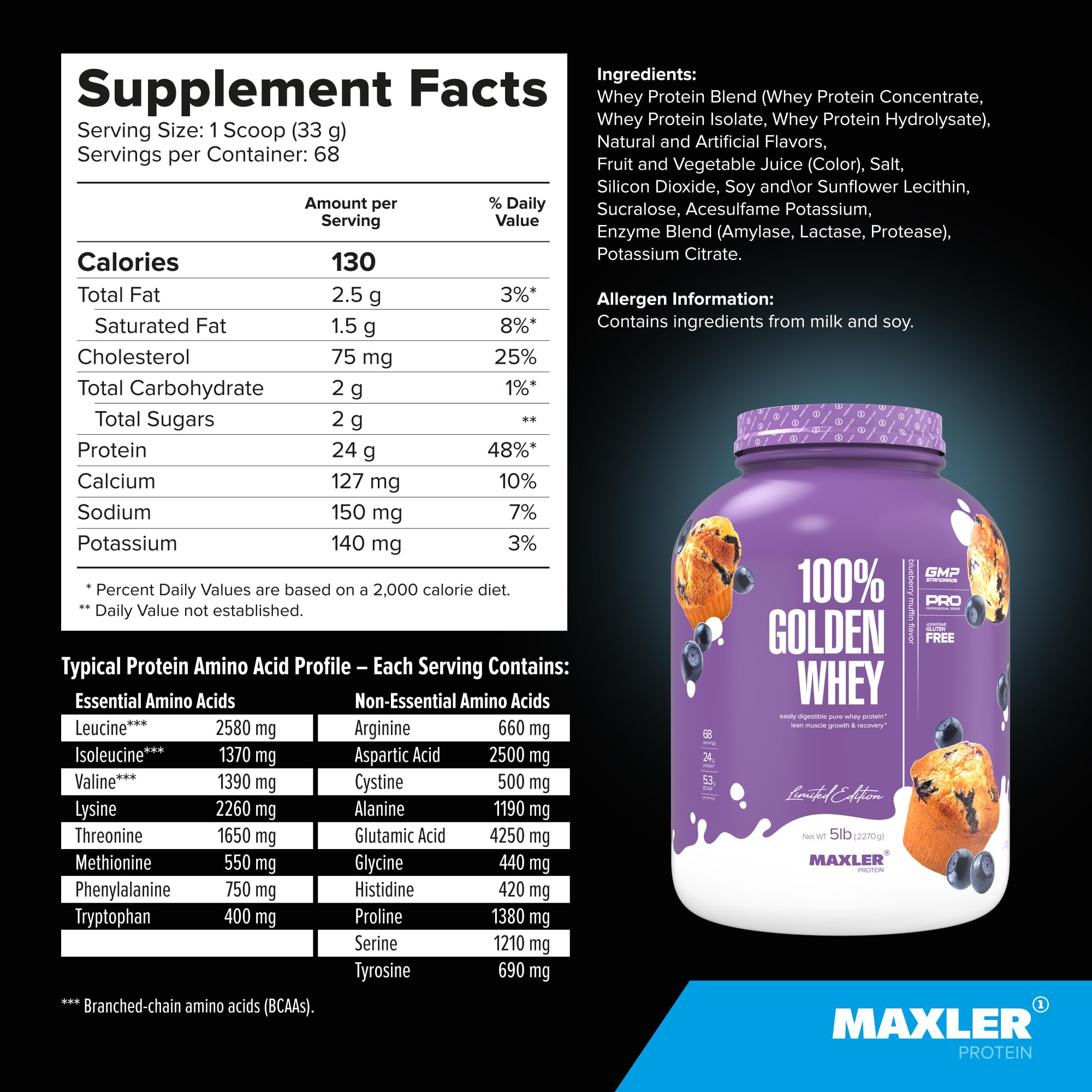 Maxler 100% Golden Whey – texture crémeuse et mélange sans grumeaux.