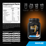Maxler Golden 7, cuillère-mesure incluse, pratique pour plan nutritionnel.