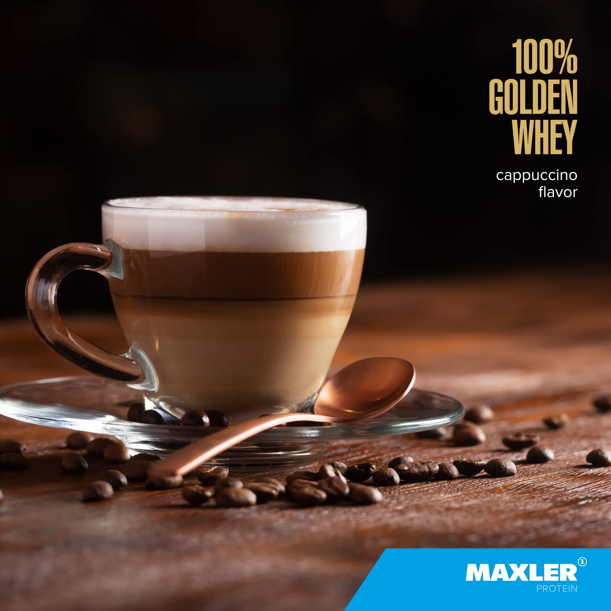 Doseur Maxler Golden Whey mesure facilement une portion pour chaque séance.