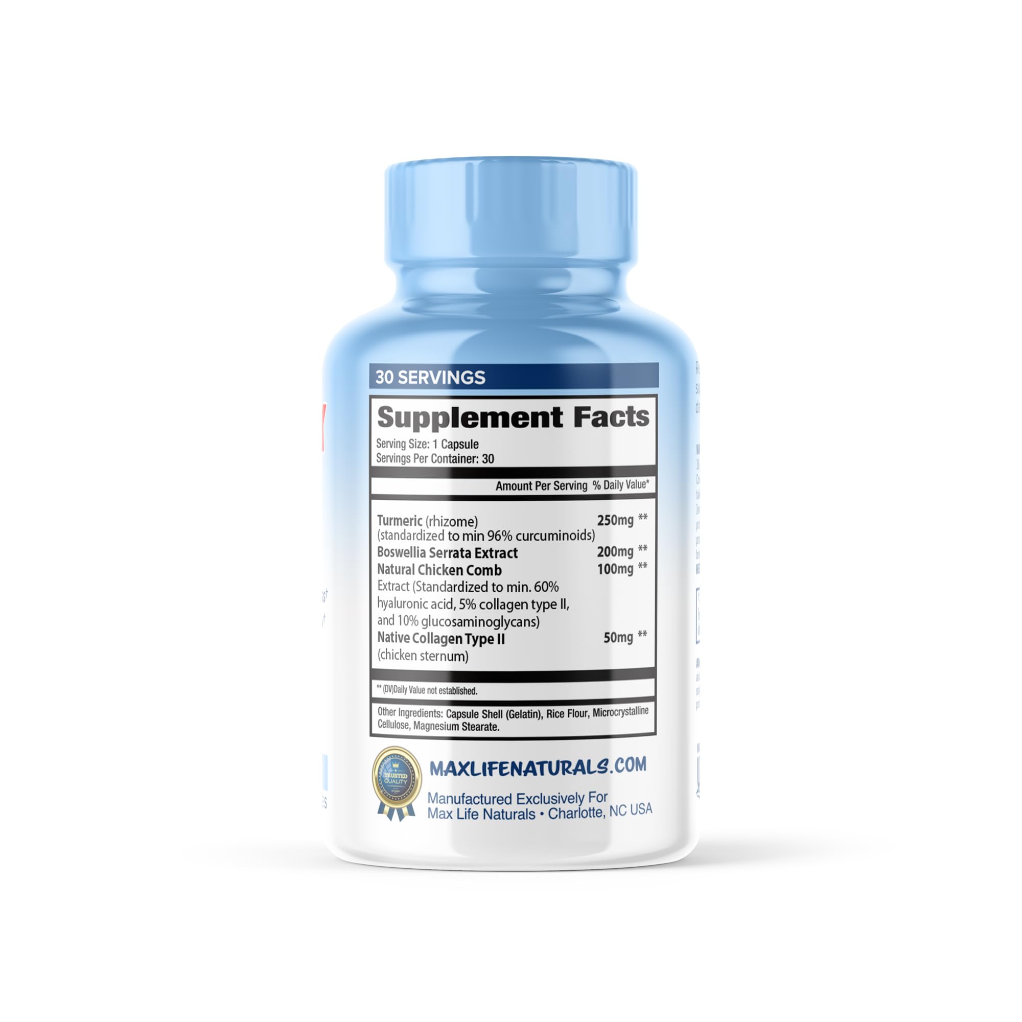 MAXLIFE NATURALS ArthroFlex – Capsule vue de profil: ingestion facile et discrète