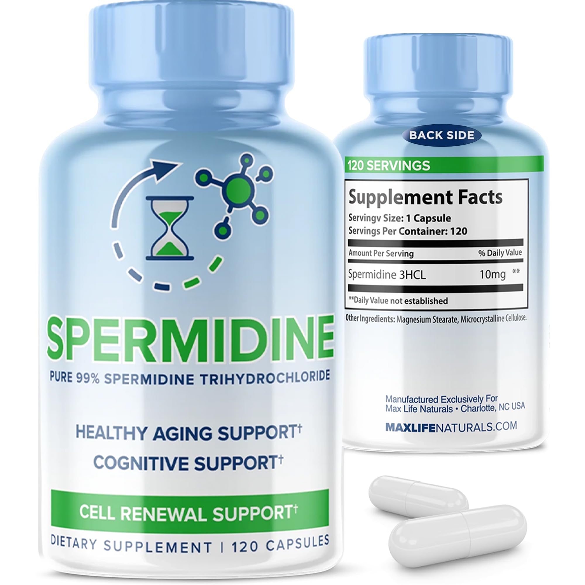 MAXLIFE NATURALS Pure Spermidine – emballage élégant pour une routine bien-être.