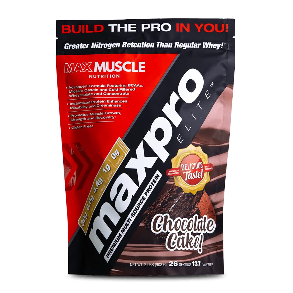 Max Muscle Maxpro Elite emballage: soutien musculaire quotidien grâce à une protéine multi-sources
