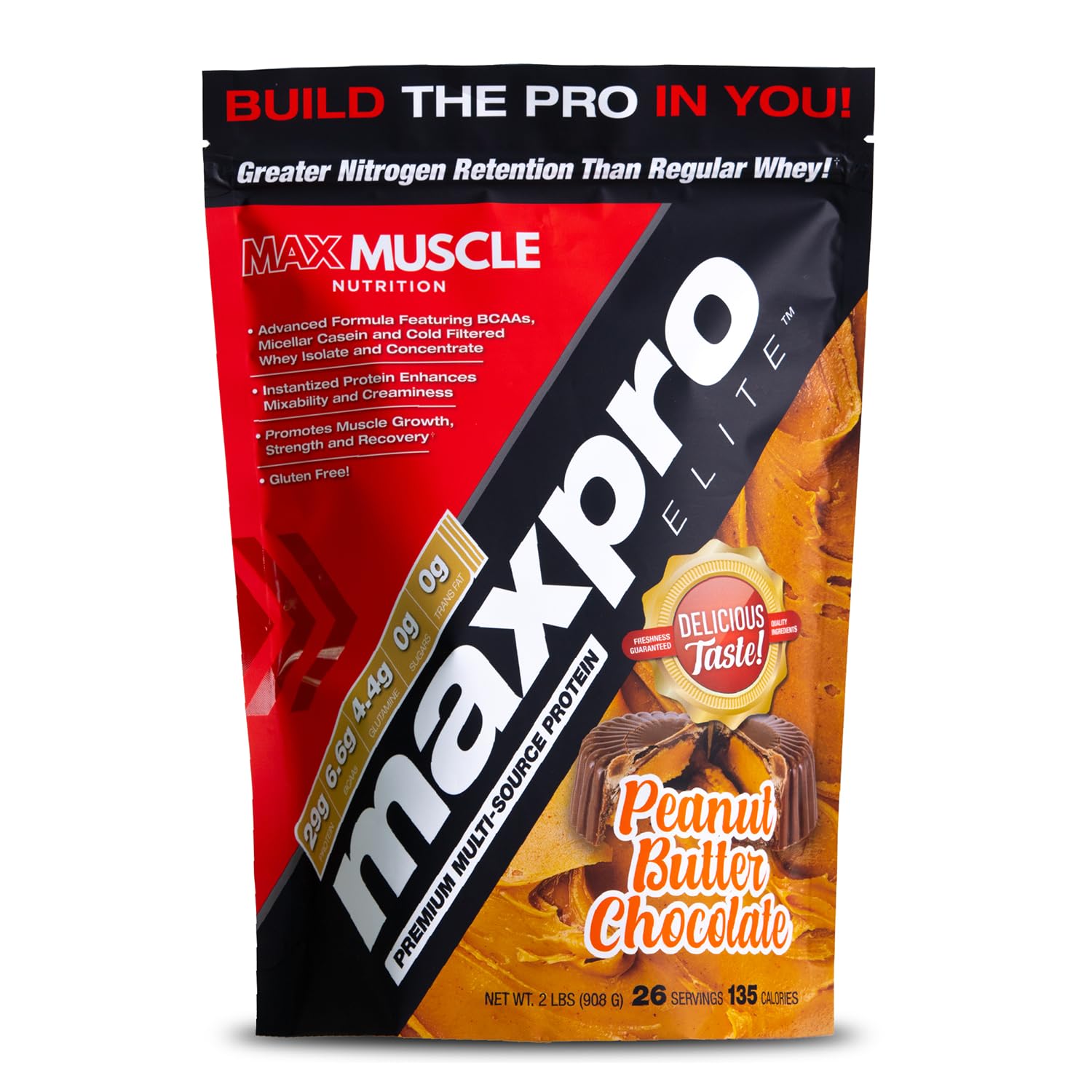 Max Muscle Maxpro Elite Whey : bouteille-dose pour mesurer facilement votre apport protéique.