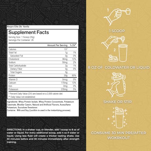 Max Muscle Maxpro Elite - protéine whey isolat rapide post-entraînement.