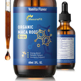 MaxuraFit gouttes Maca et Ashwagandha – bouteille prête pour énergie et concentration.