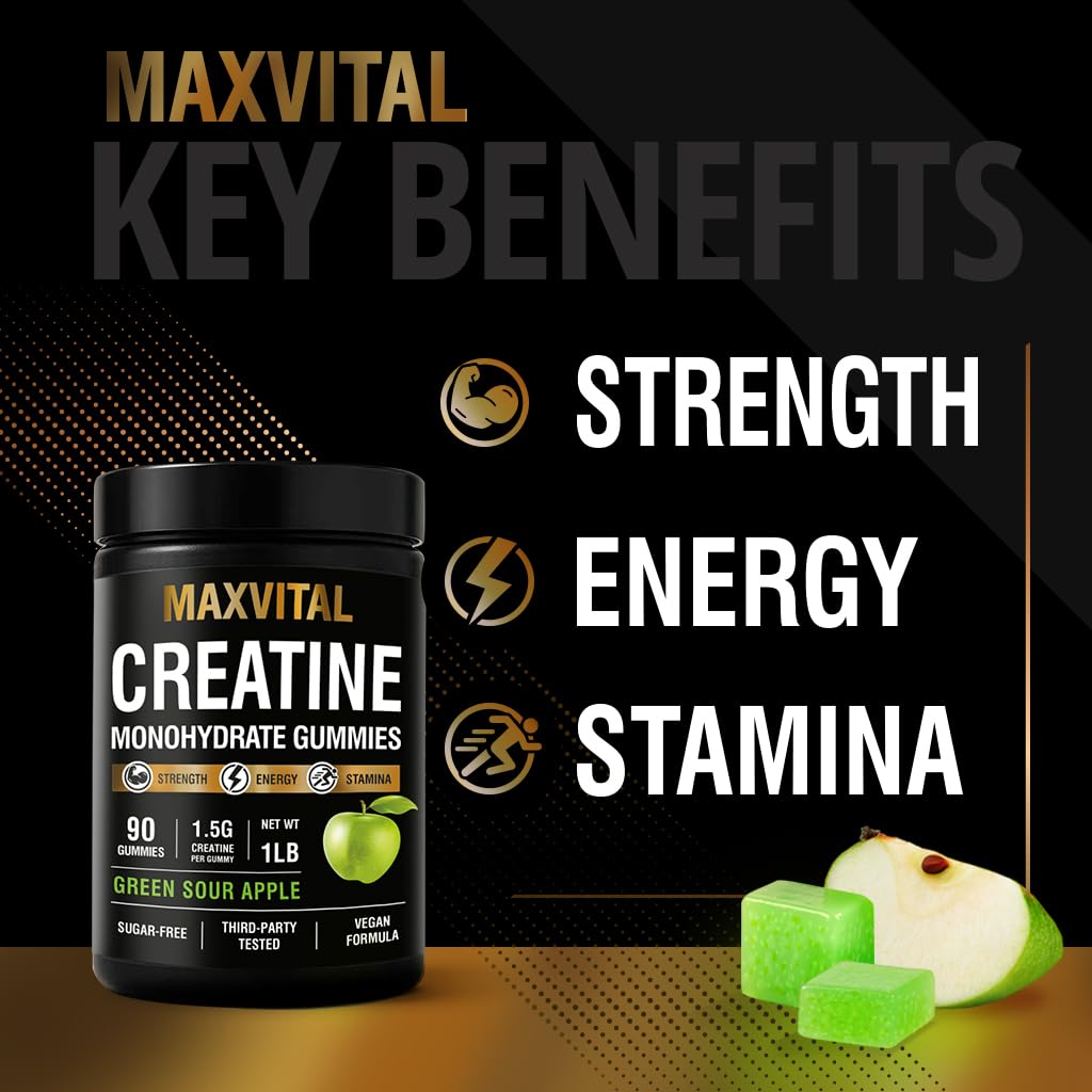 MAXVITAL Créatine Monohydrate Gommes, certification halal