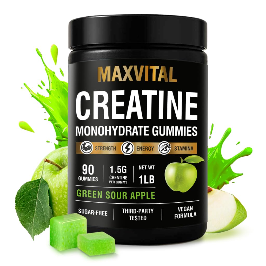 MAXVITAL Créatine Monohydrate Gommes, bouteille ouverte, soutien potentiel à la performance