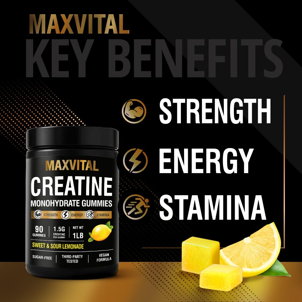 MAXVITAL Creatine Monohydrate Gommes – sans sucre ajouté et sans gélatine