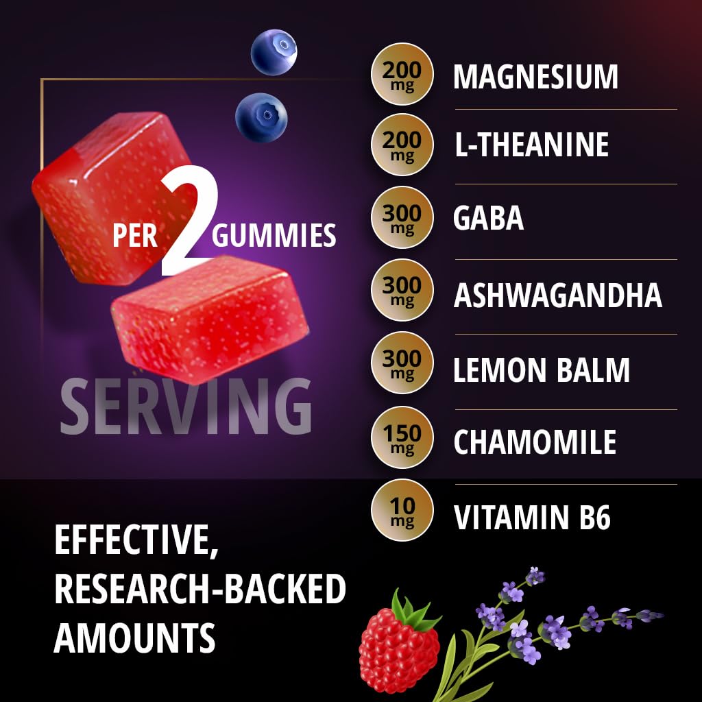 MAXVITAL Zen-7 Gommes Ingrédients clés comme Ashwagandha et L-théanine.