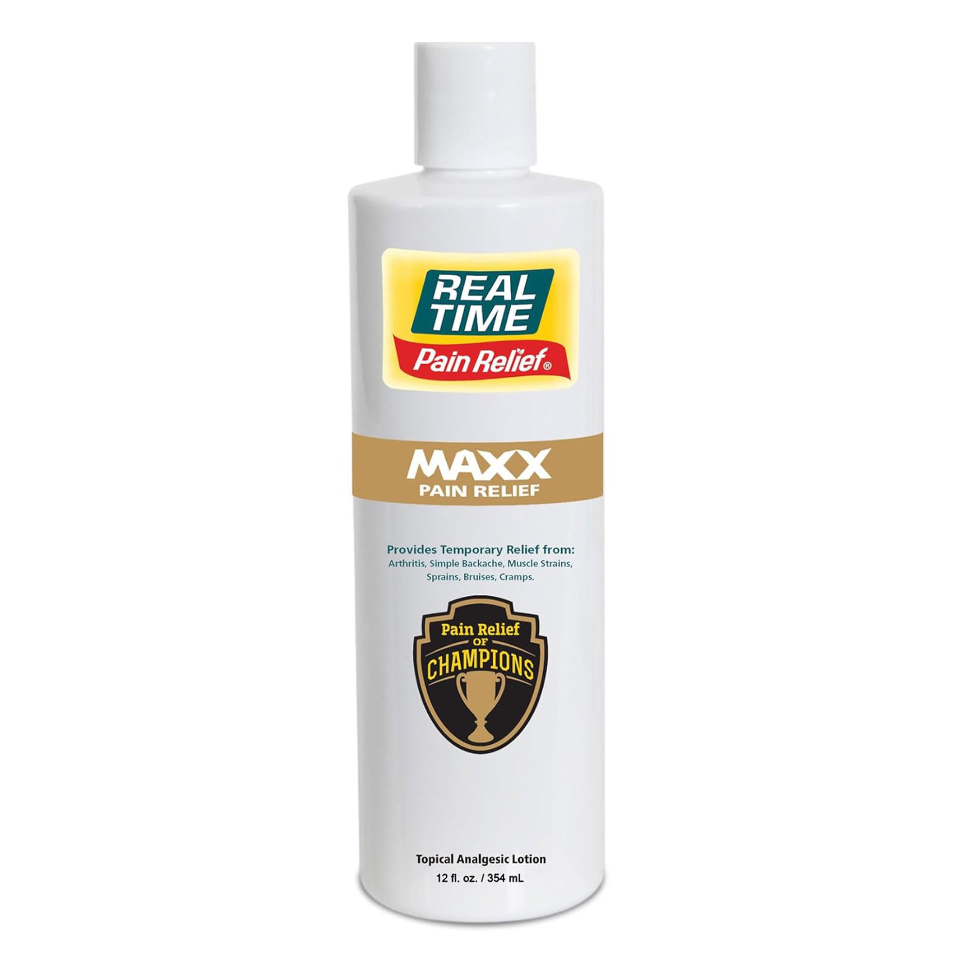 Real Time Pain Relief MAXX: bouteille pratique pour douleurs quotidiennes.