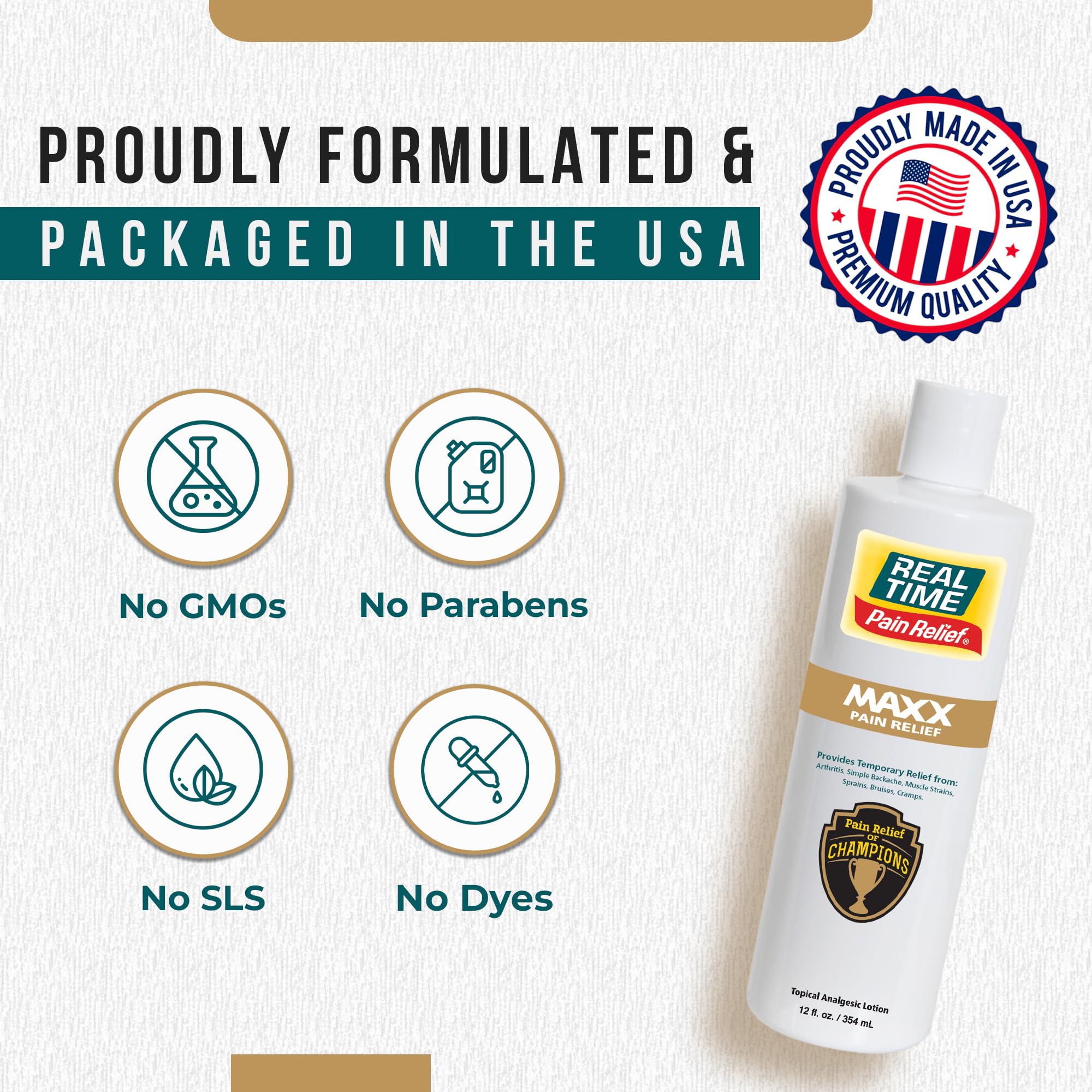 Real Time Pain Relief MAXX: fabriqué aux États-Unis.