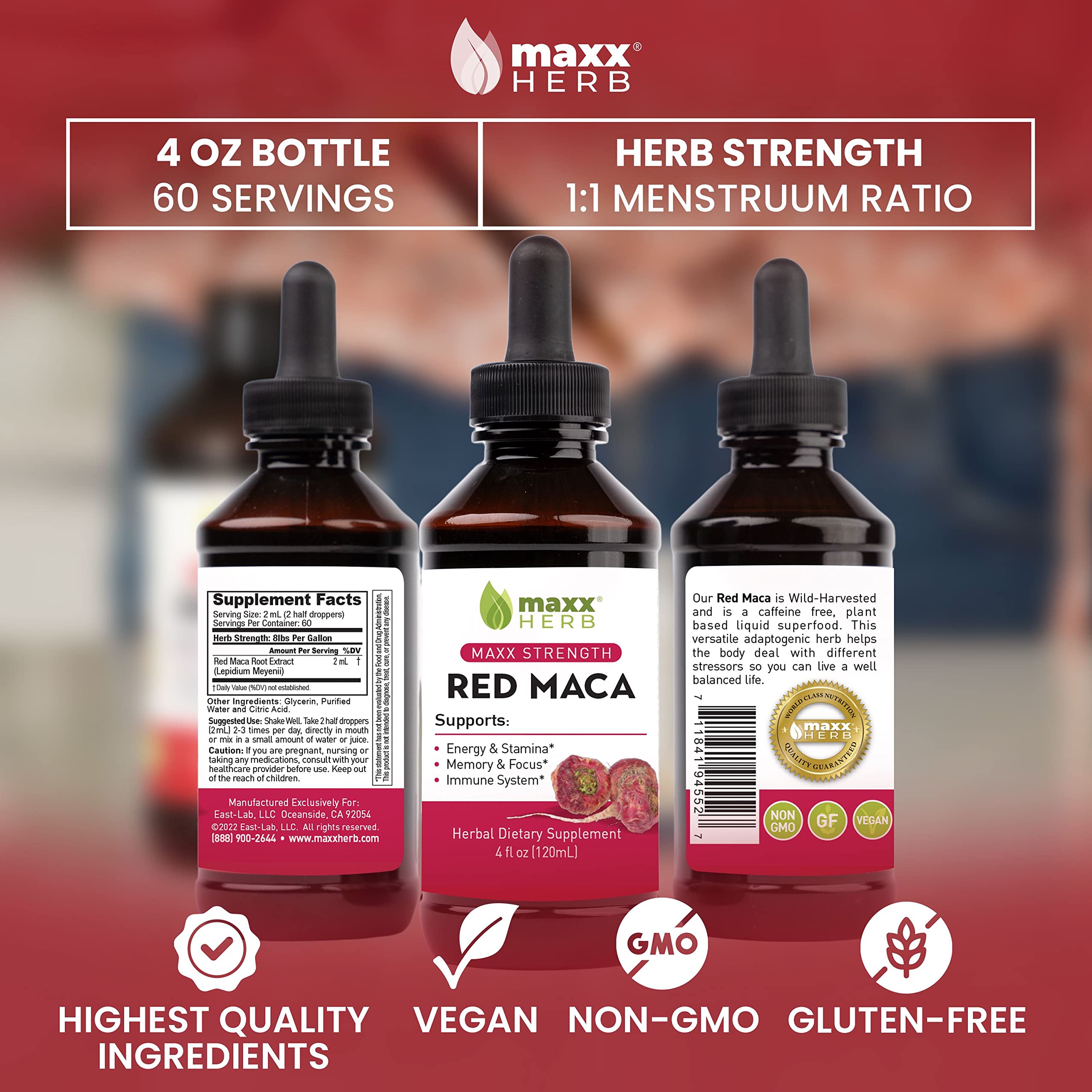 Maxx Herb – étiquette Sans Gluten, Vegan et Non-OGM.