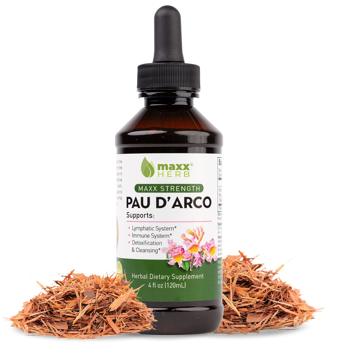 Maxx Herb Pau D'Arco extrait en bouteille 4oz, soutien immunitaire potentiel
