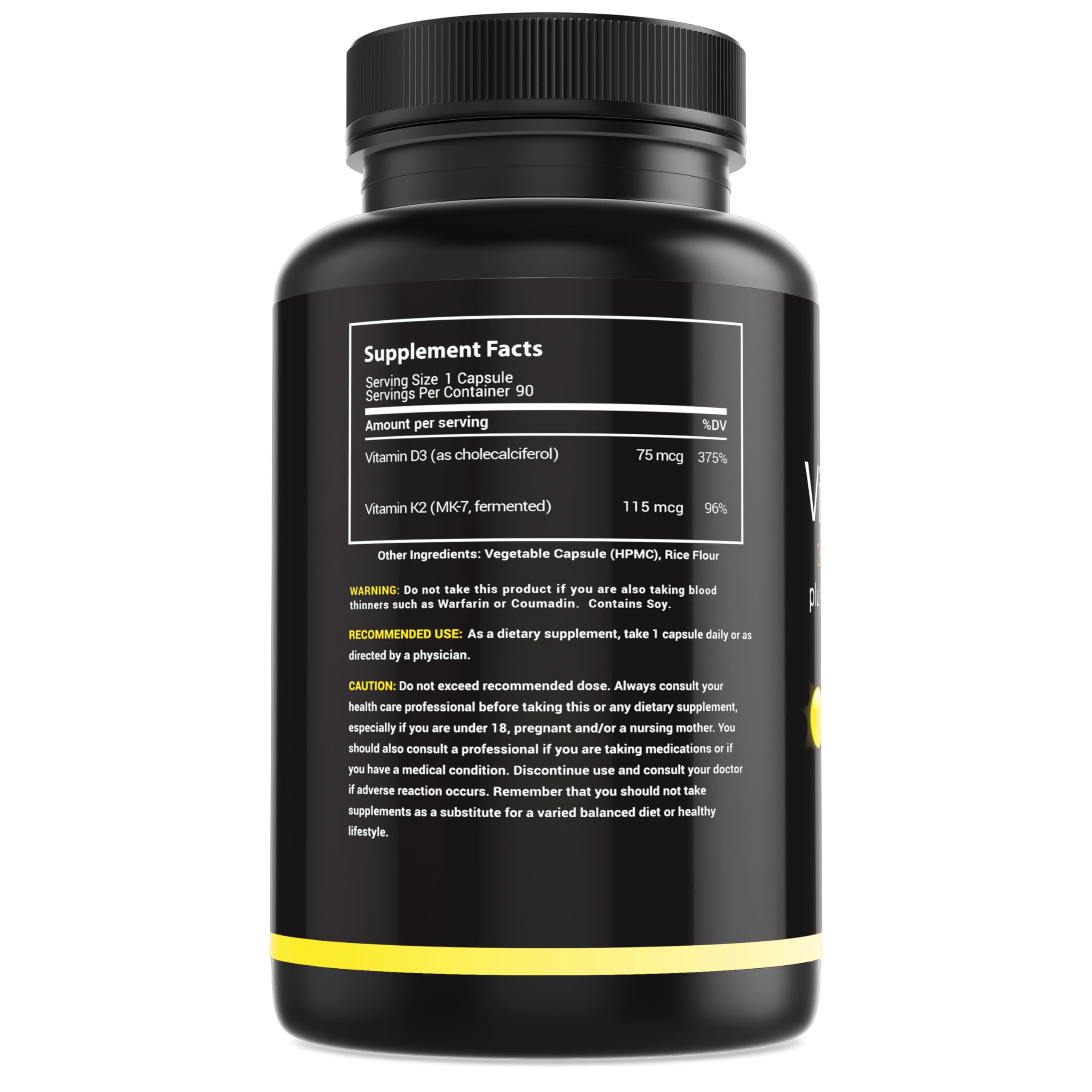 MaxX Labs Vitamine D3 K2 3000IU – étiquette claire avec informations utiles.