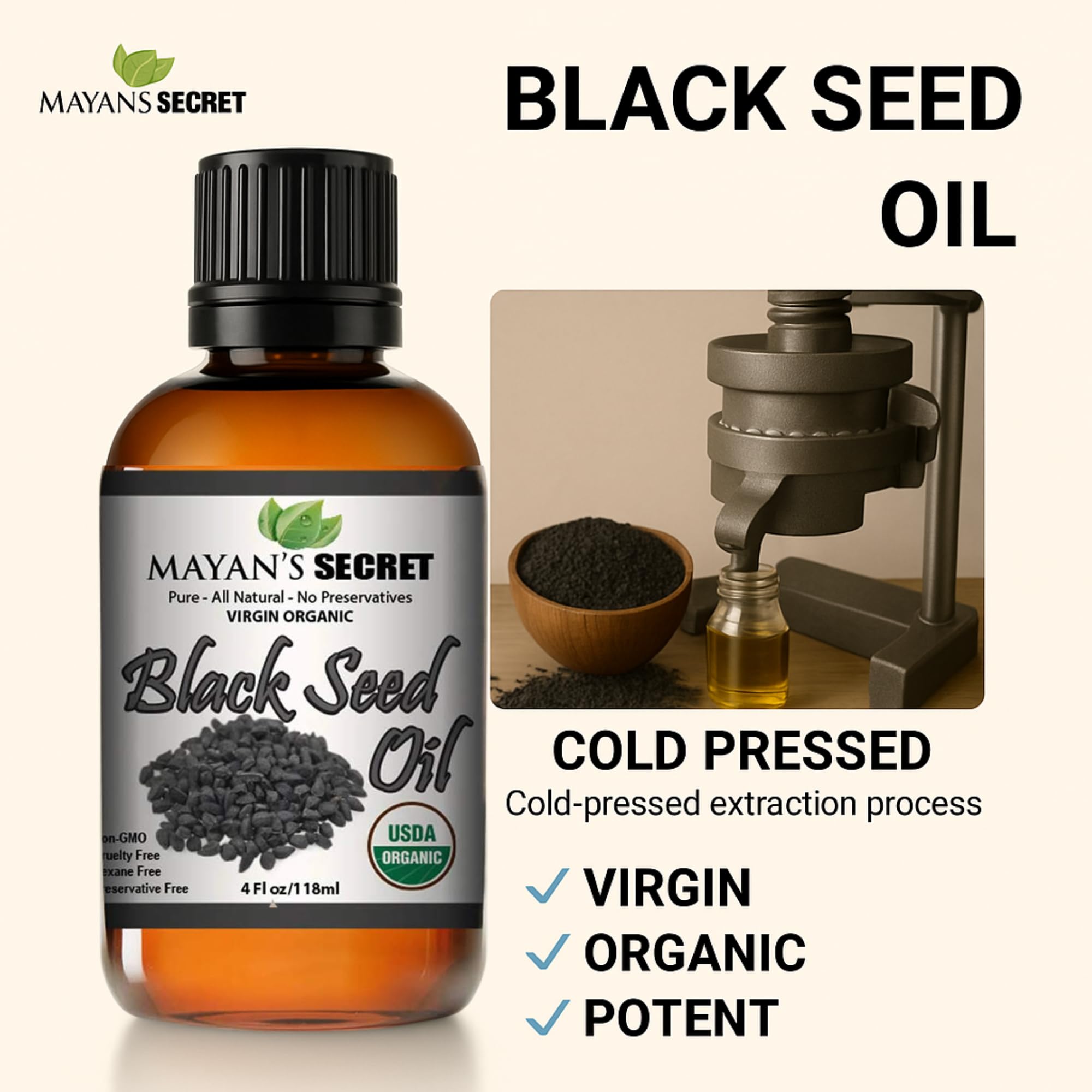 Mayan's Secret huile de cumin noir – soin corps hydratant léger