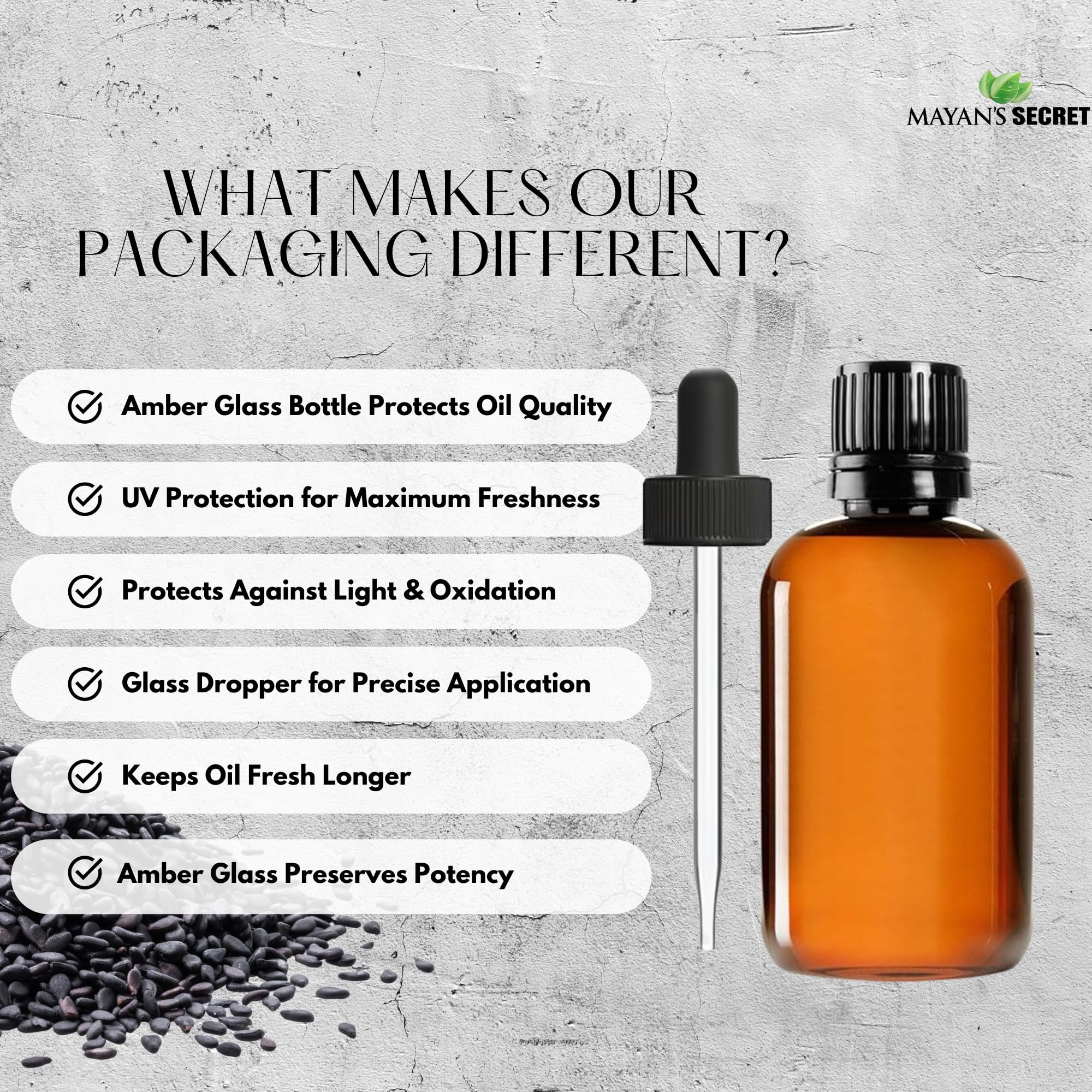 Mayan's Secret huile de cumin noir – utilisation polyvalente visage et corps