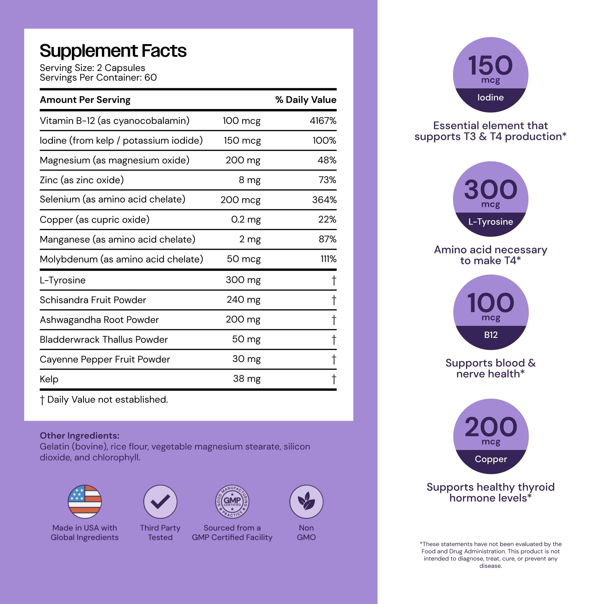Mayfair Naturals Soutien thyroïde – capsules faciles à avaler pour le quotidien.