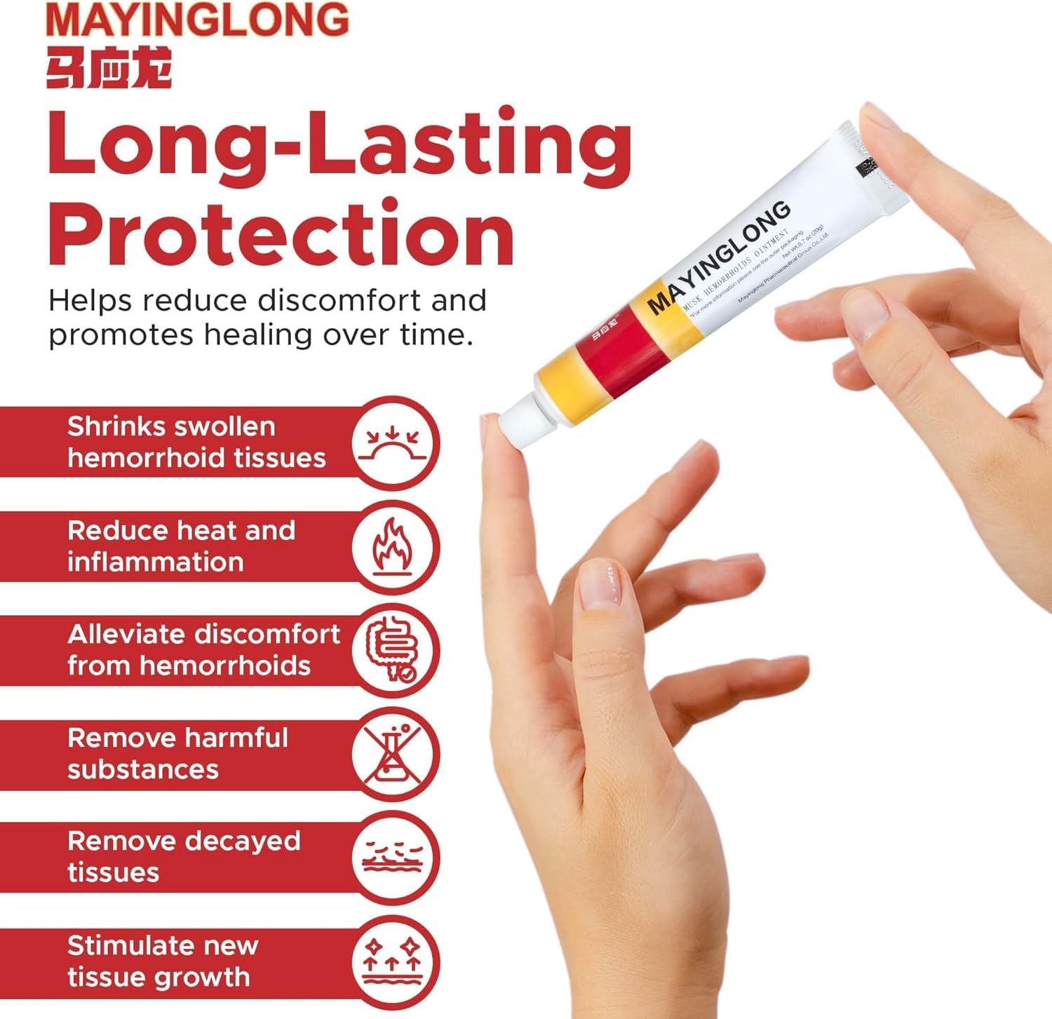 Mayinglong application rapide – texture douce facilitant l’application locale.
