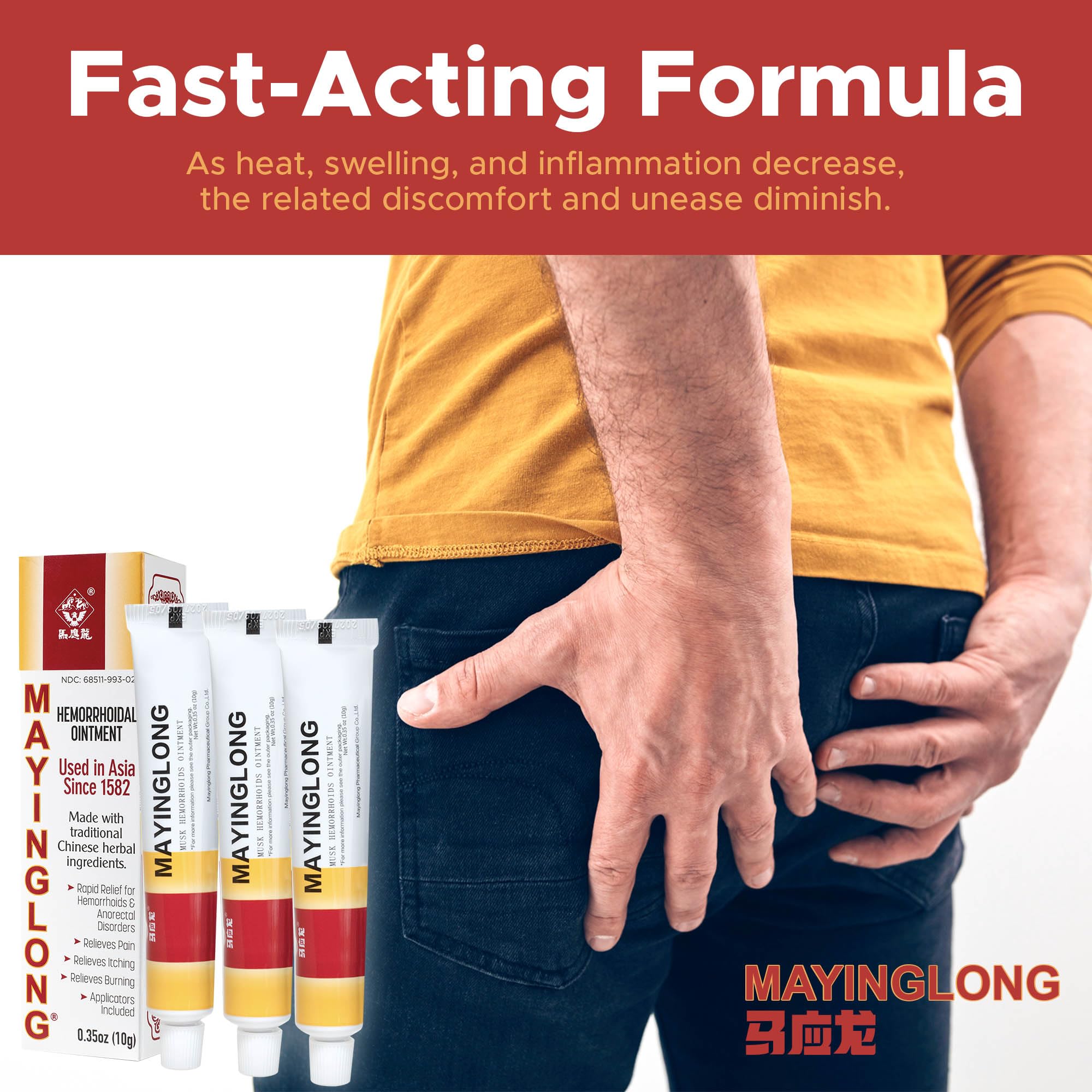 Mayinglong Pommade hémorroïdaire Musk, lot de 3 facilitant l'usage familial.