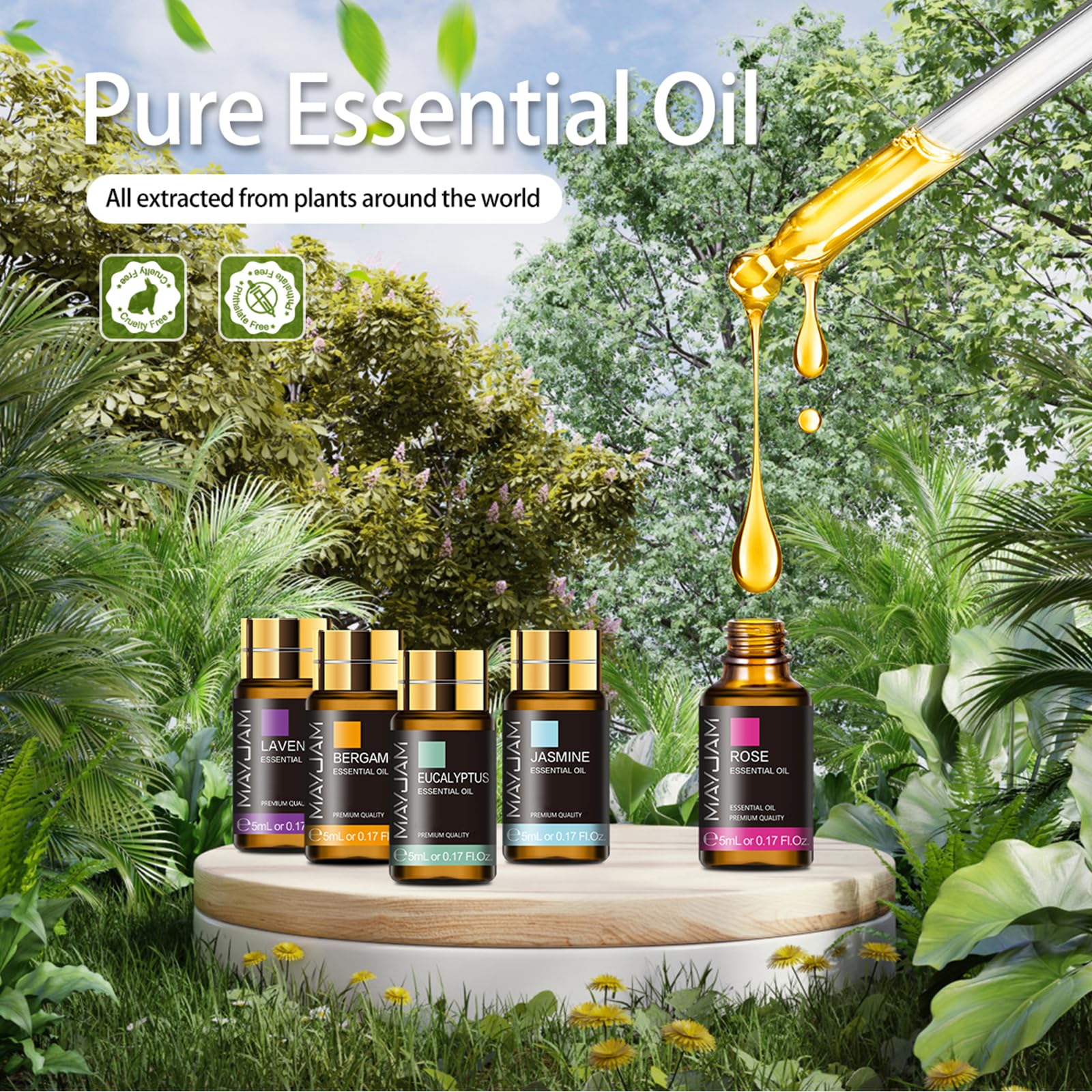 MAYJAM bouteilles 5ml huiles essentielles variété senteurs pour diffusion.
