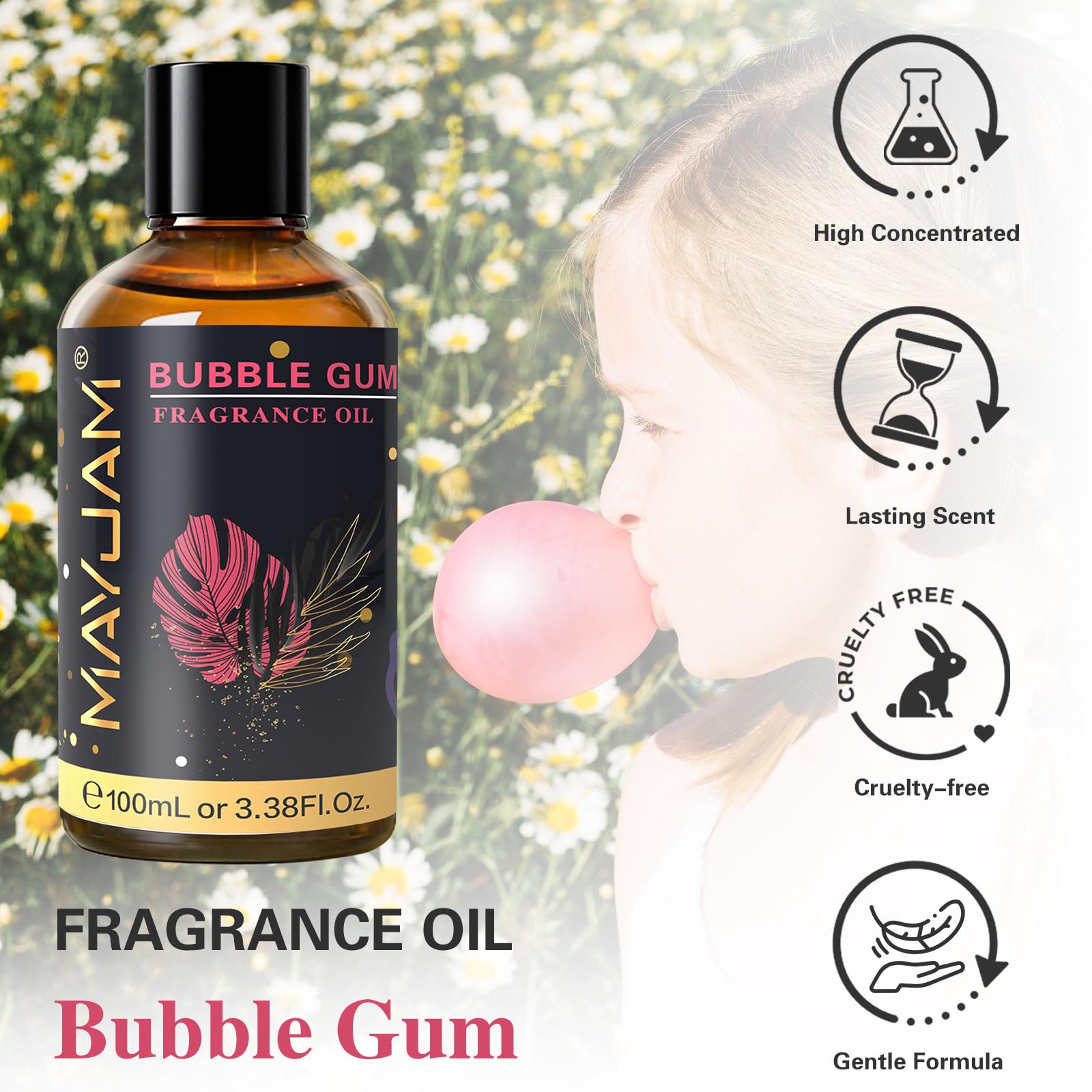 MAYJAM Bubble Gum: goutte-verre pour dosage précis et contrôlé.