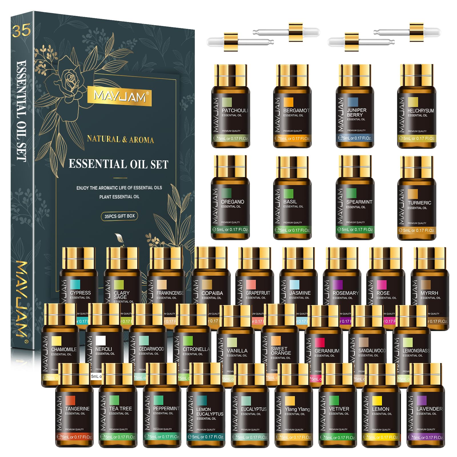 MAYJAM ensemble huiles essentielles 35x5ml prêt à utiliser et offrir.