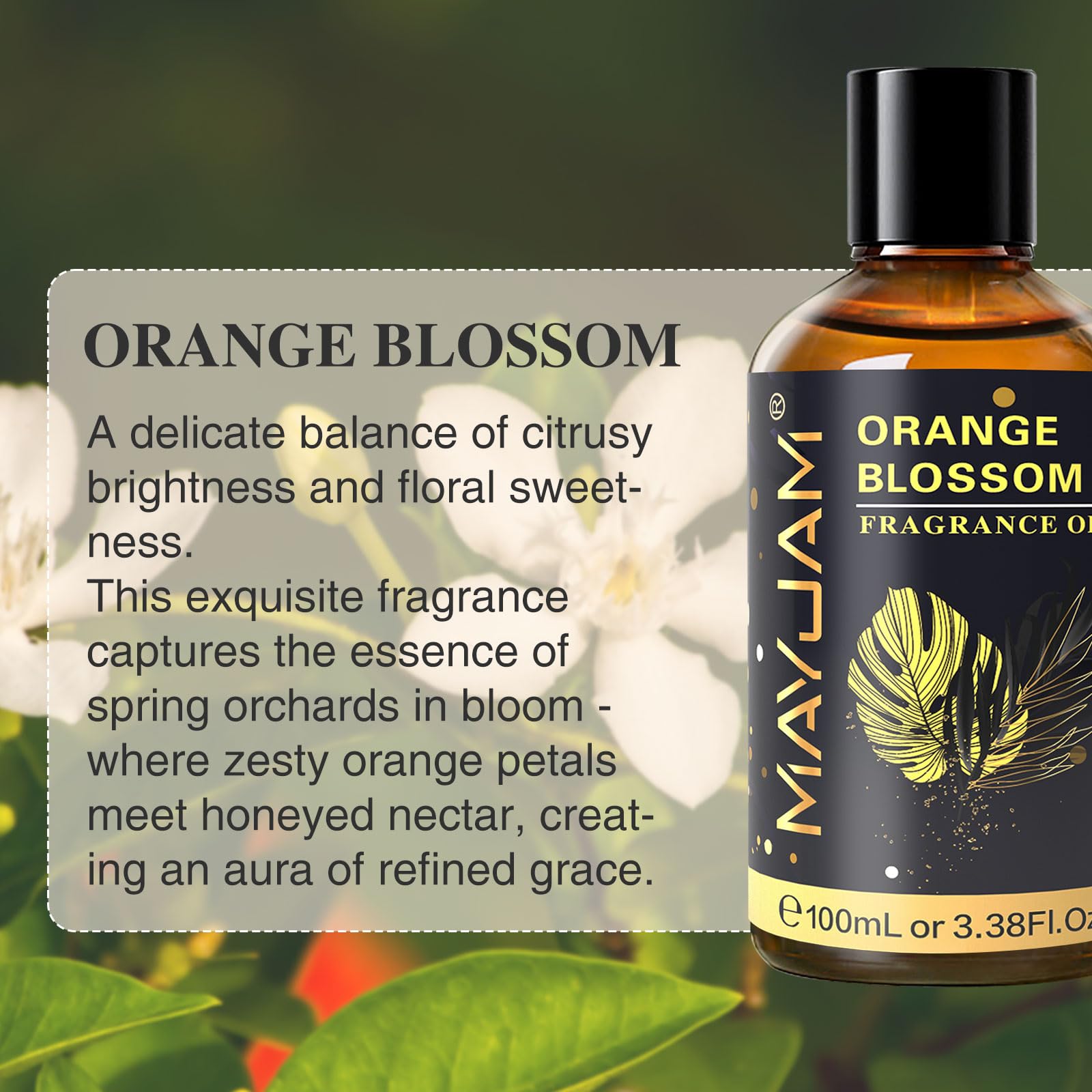 MAYJAM Fleur d'oranger, flacon ambré favorisant une diffusion longue.