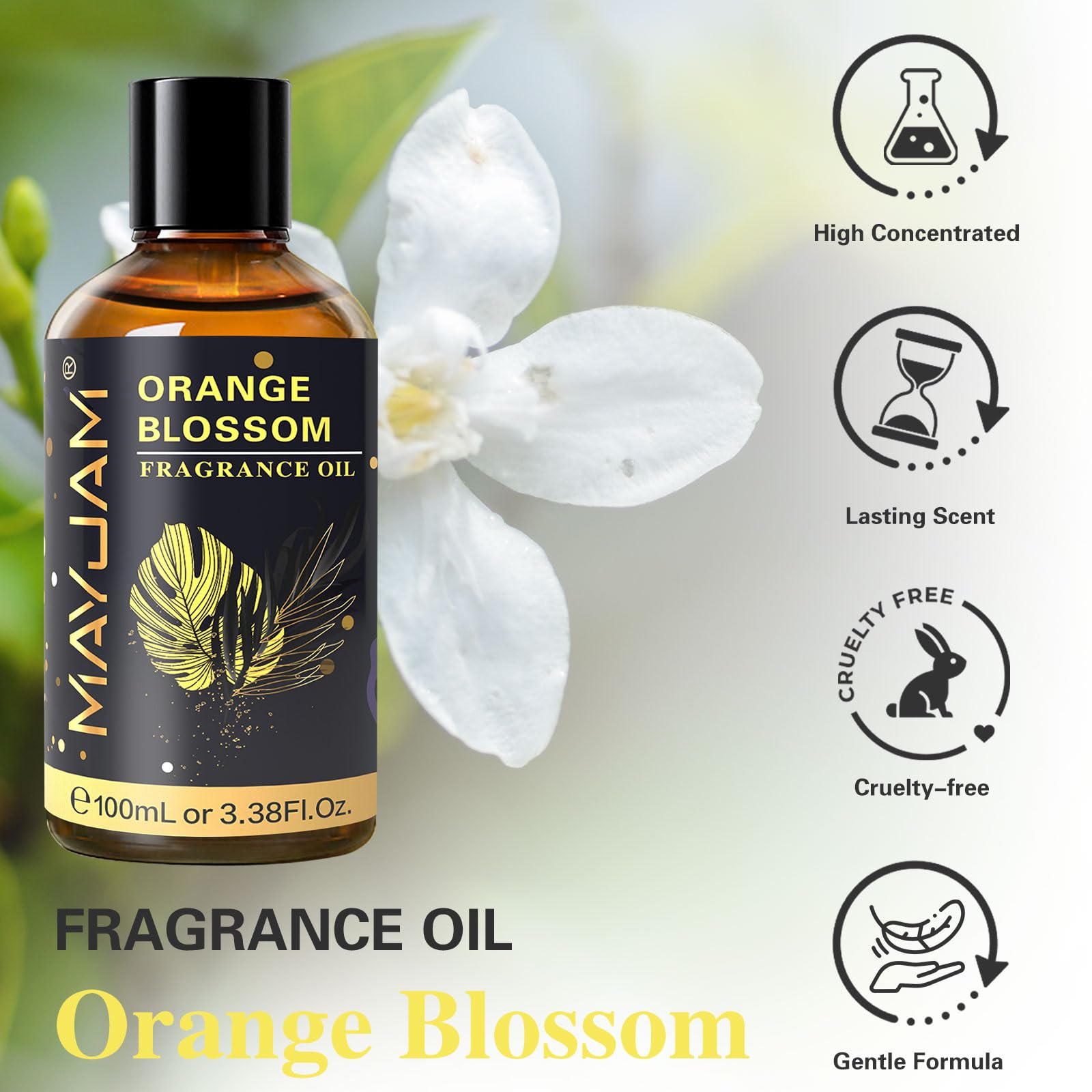MAYJAM Fleur d'oranger, pipette en verre pour dosage facile et sûr.