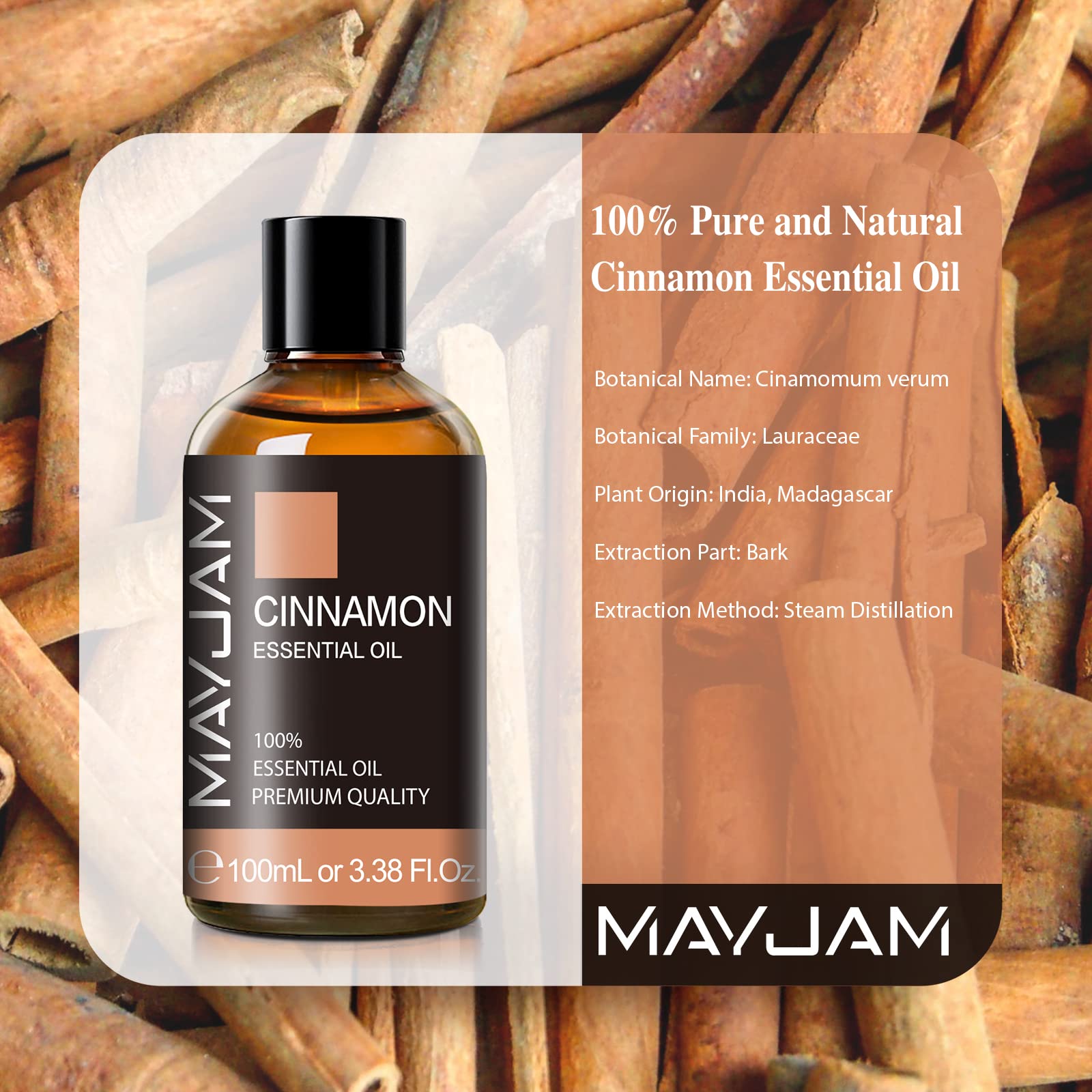 MAYJAM huile cannelle, diffusion aromatique pour créer une ambiance chaleureuse.