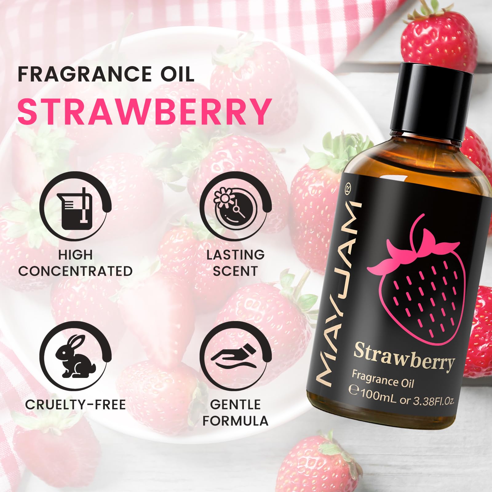 MAYJAM fraise avec pipette en verre, dosage précis pour diffuseur et DIY parfumé