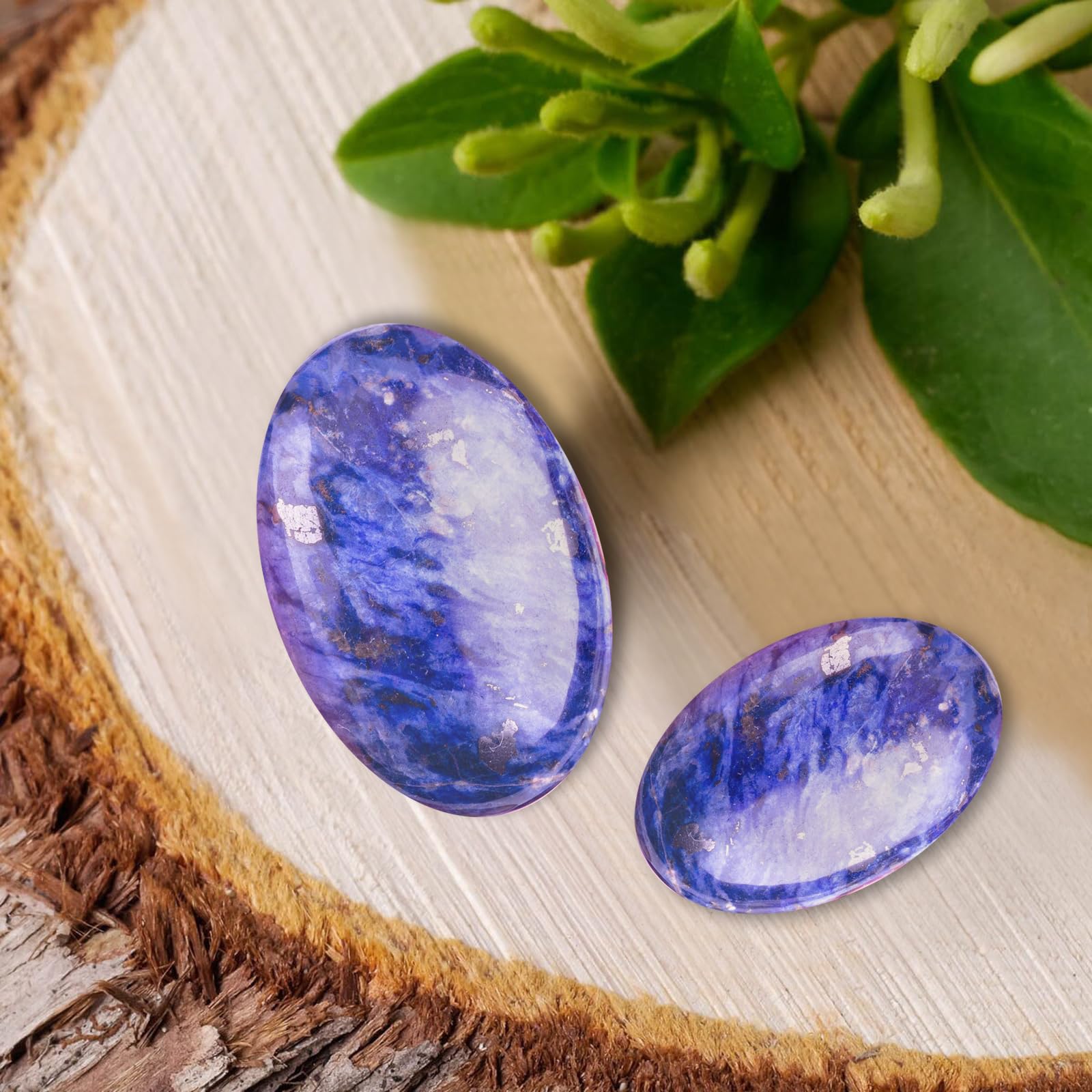 MaziZhang pierre palmaire agate bleue dentelle, reflet doux, pratique pour la méditation.