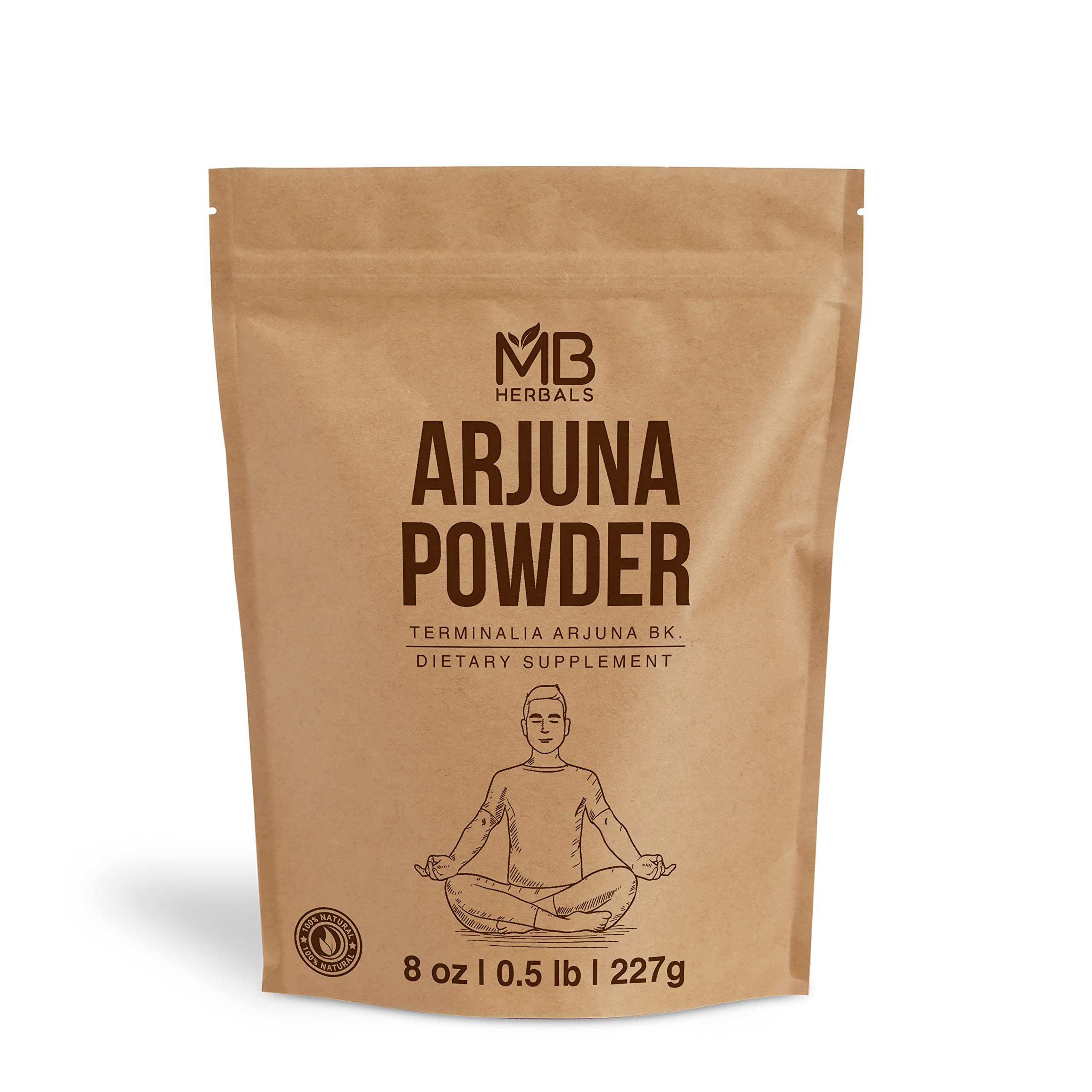 MB Herbals Arjuna poudre d'écorce sauvage, riche en antioxydants pour les soins naturels