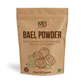 MB Herbals Poudre de Bael, emballage avant, prête à être ajoutée aux boissons.