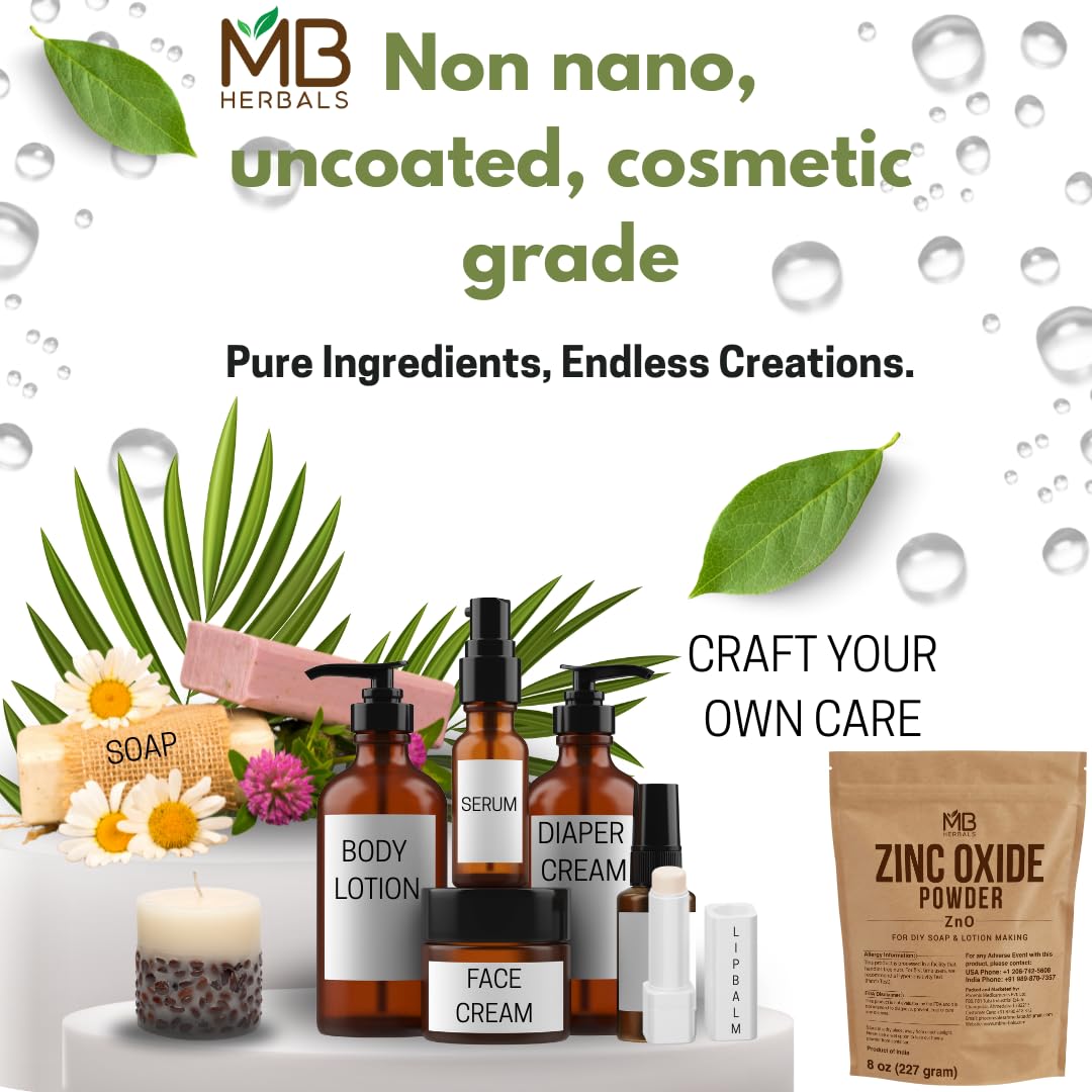 MB Herbals Poudre oxyde zinc étiquette indiquant origine indienne.