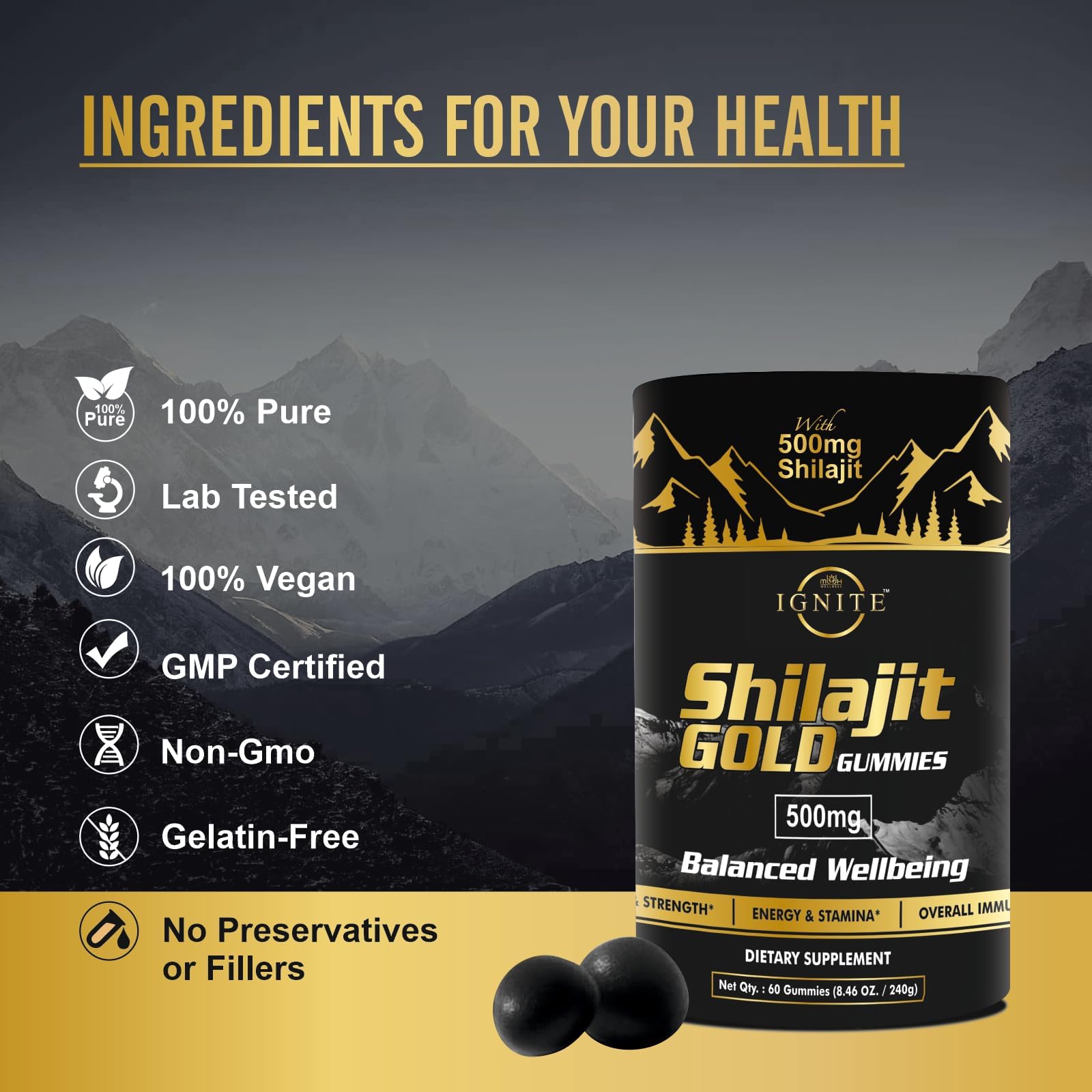 Texture gomme tamarin : gommes Shilajit MBDH Wellness, plaisir et concentration.