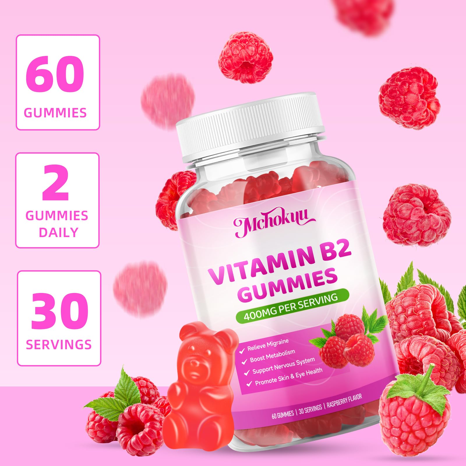 Étiquette nutrition Mchokuu B2 400 mg, informations claires.