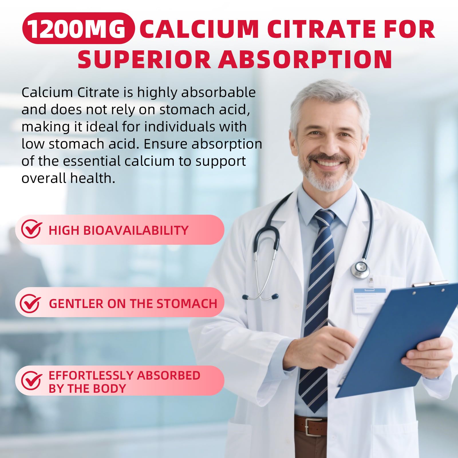 Gommes Calcium Citrate Mchokuu adaptés à tous les âges, format pratique