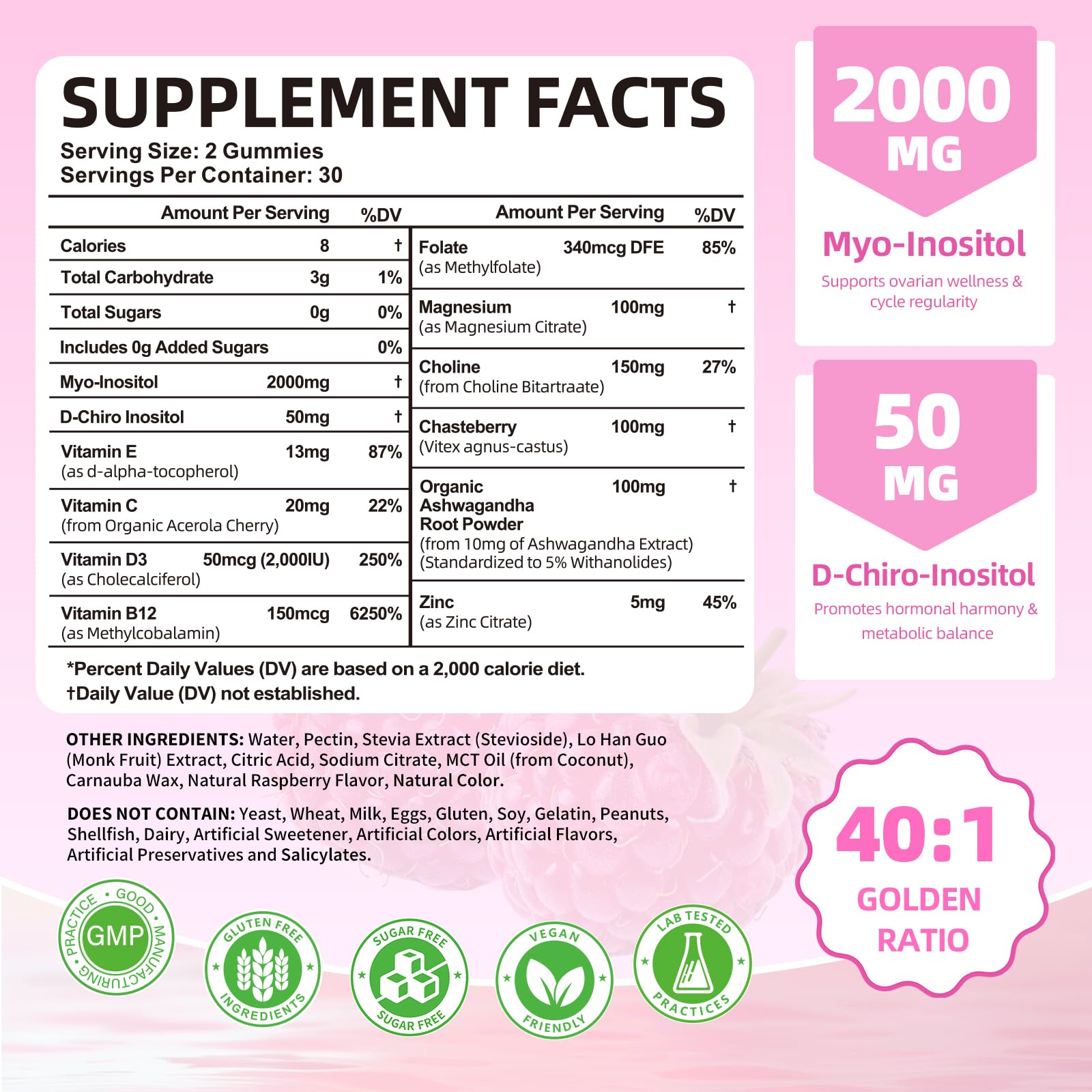 Gommes Mchokuu D-Chiro Inositol – texture moelleuse, facilité d’ingestion au quotidien.
