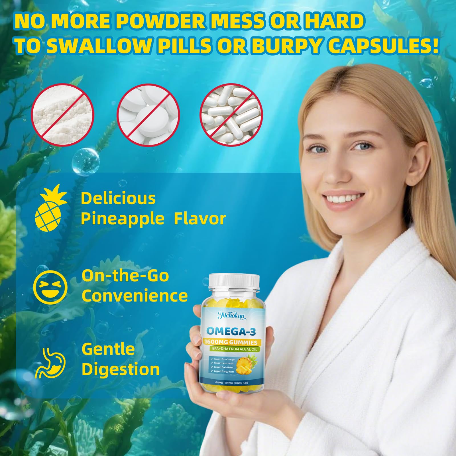 Gomme Mchokuu saveur naturelle d’ananas, dégustation sans sucre.