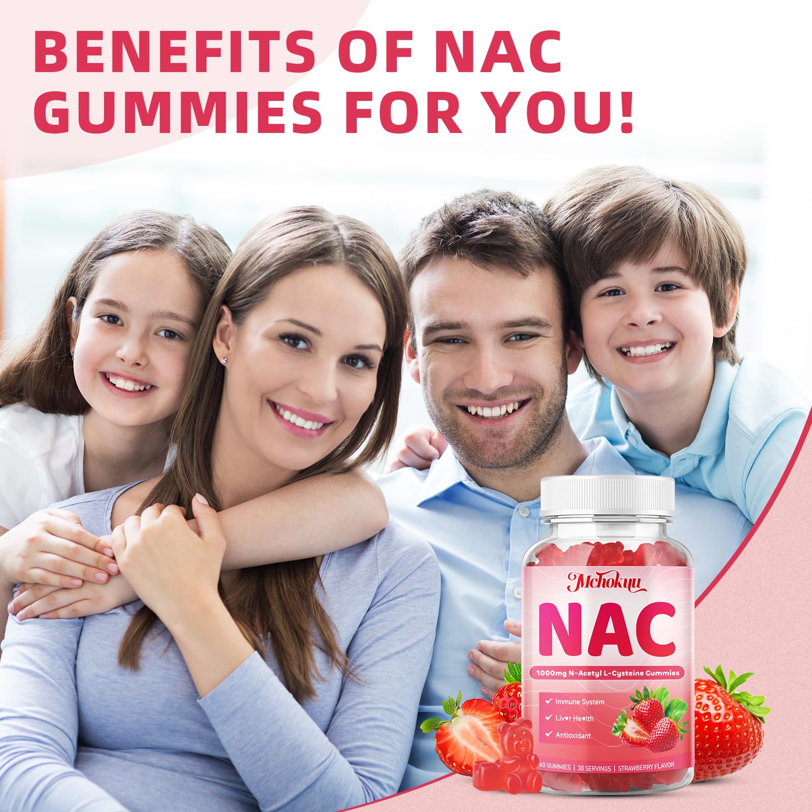 Gomme NAC rose en gros plan, texture agréable à mâcher.