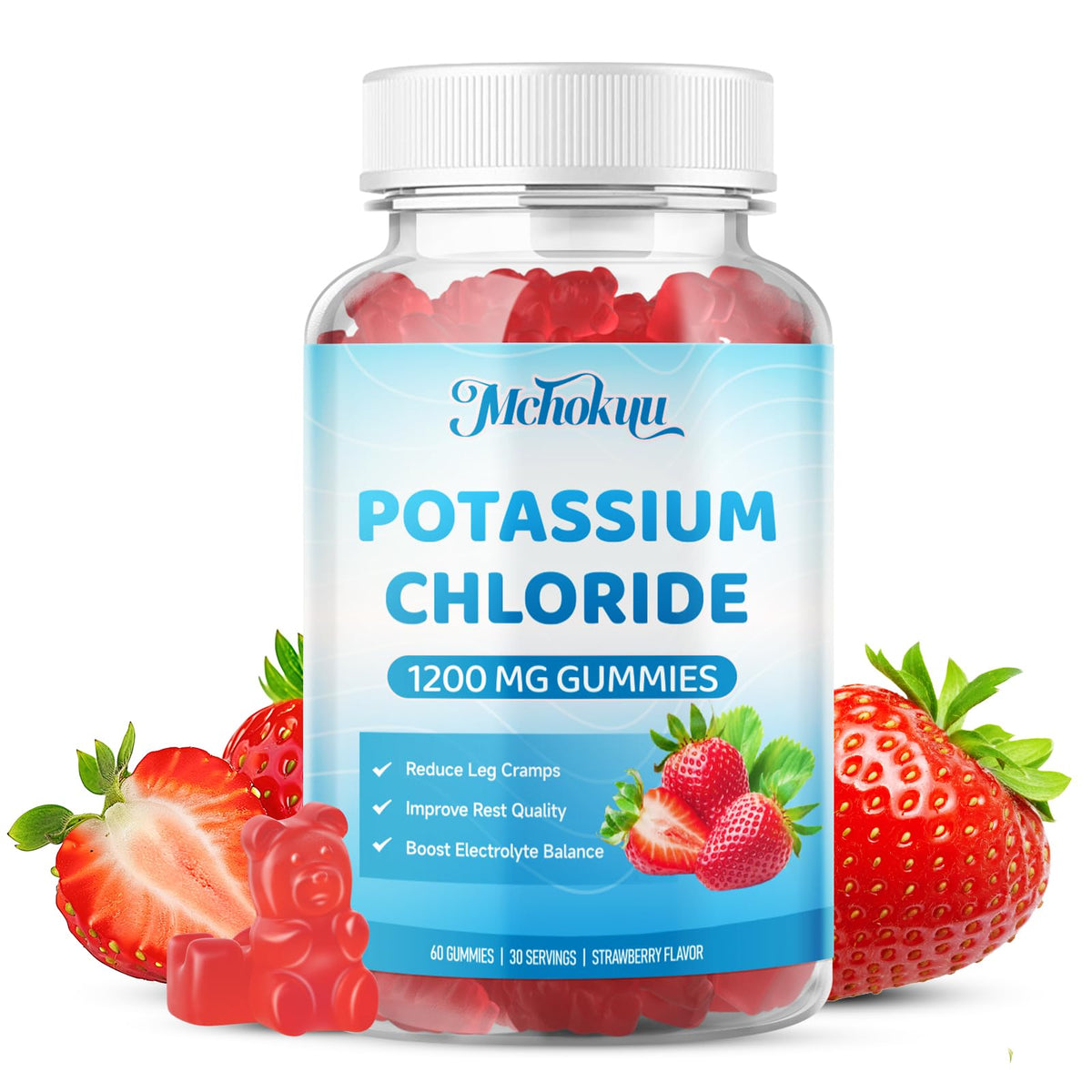 Gomme Potassium 1200mg Mchokuu en emballage, pratique à emporter.