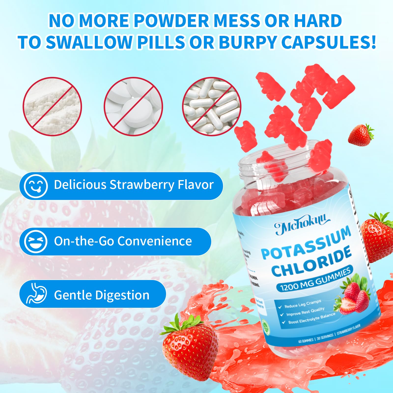 Sac de sport avec gommes Potassium 1200mg, à emporter.