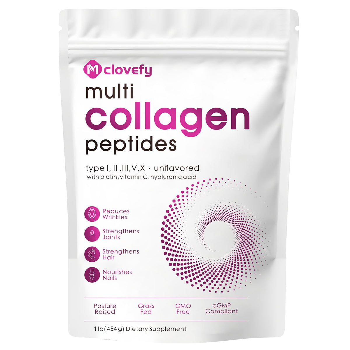 Poudre multi-collagène Mclovefy dans son emballage pratique.