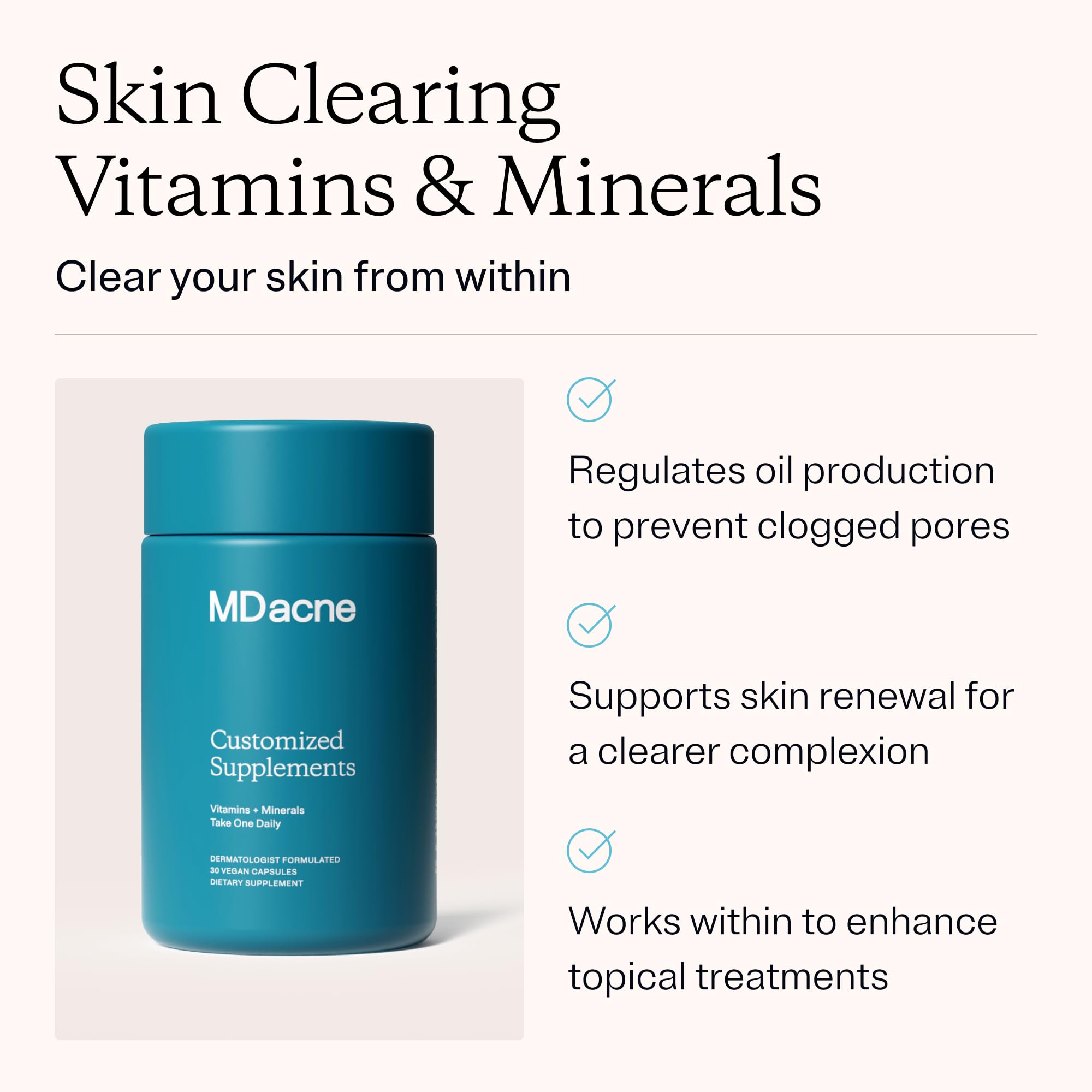 MDacne: comprimés aidant à équilibrer le sébum et la peau.