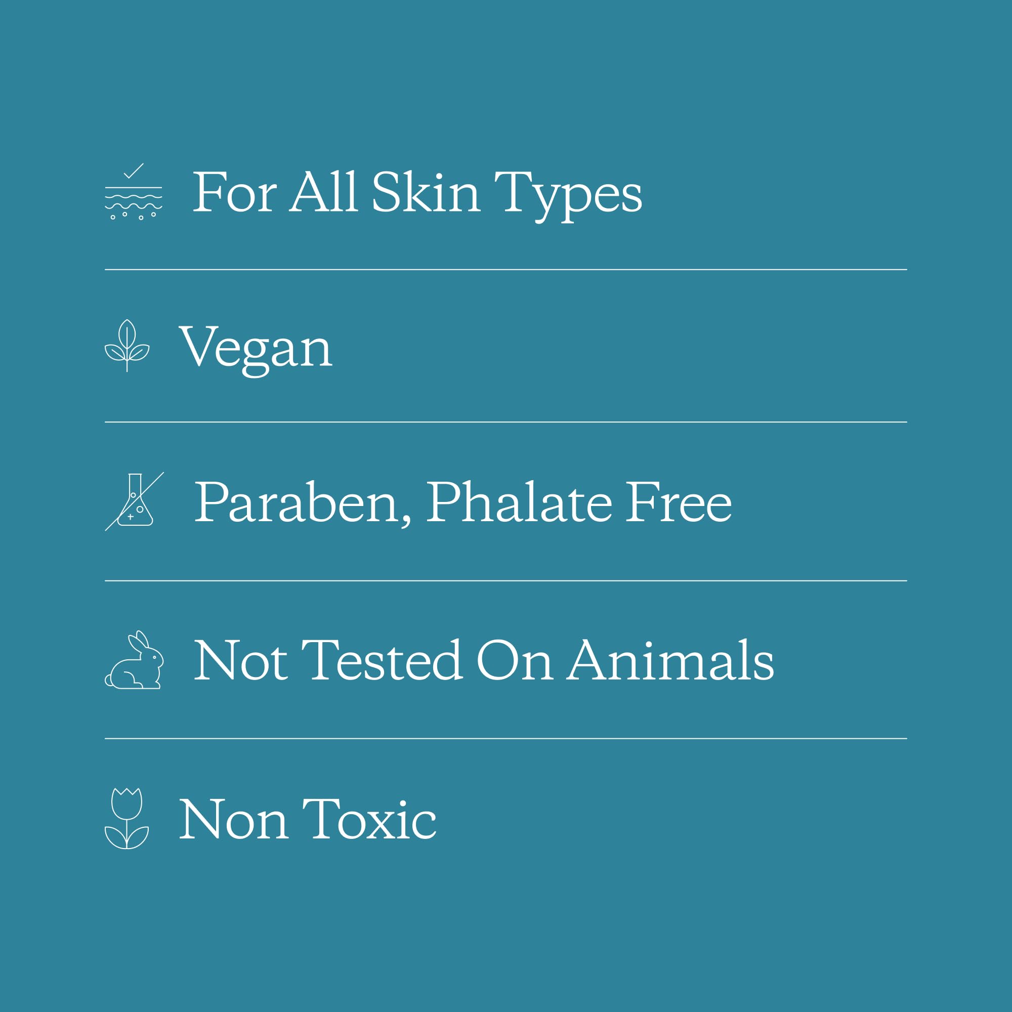 MDacne: étiquette sans OGM et sans cruauté animale.