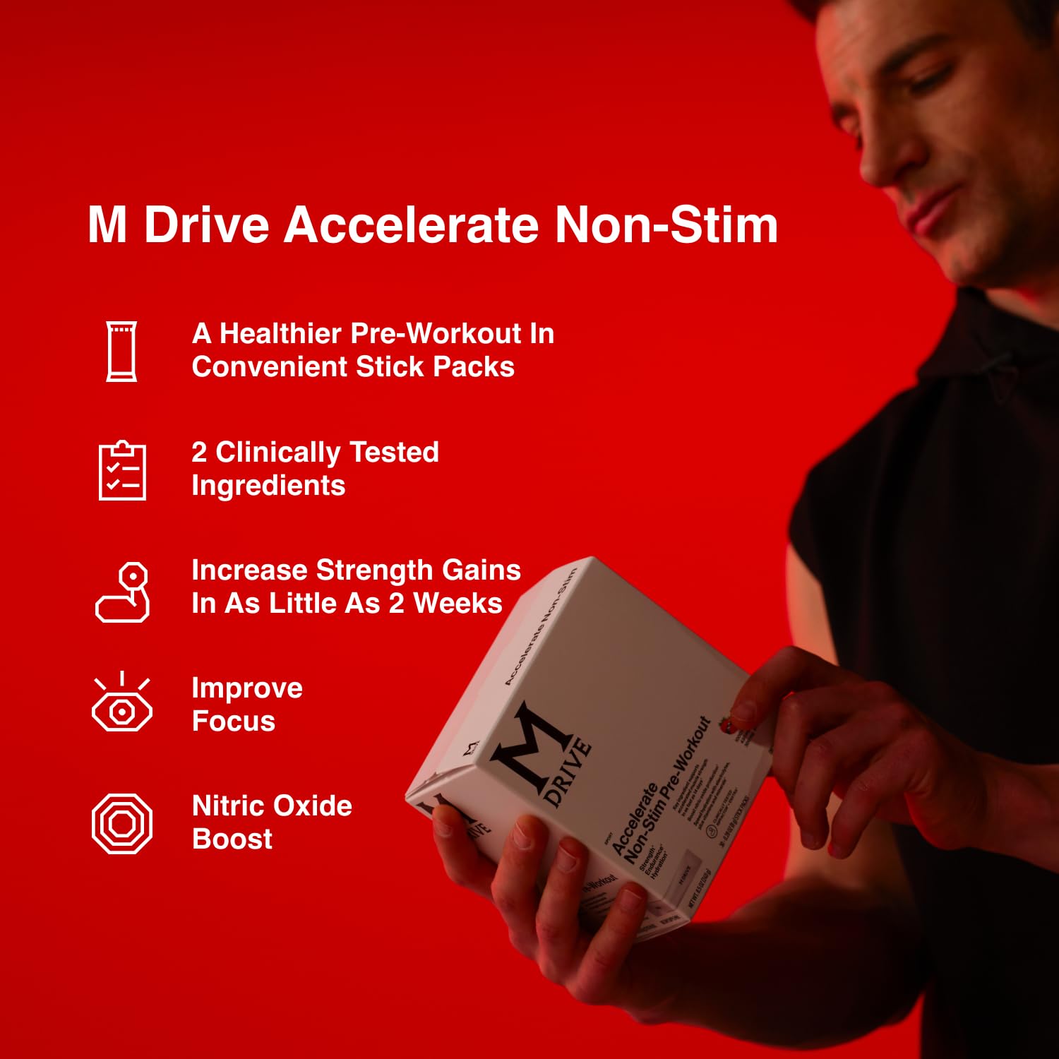 Mdrive Accelerate, mélange framboise arôme : boisson pré-entraînement savoureuse et efficace.
